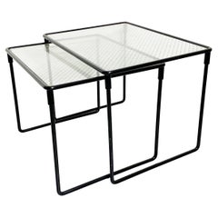 Italian Mid-Century Modern Set of Metal and Glass Coffe Tables, 1970s