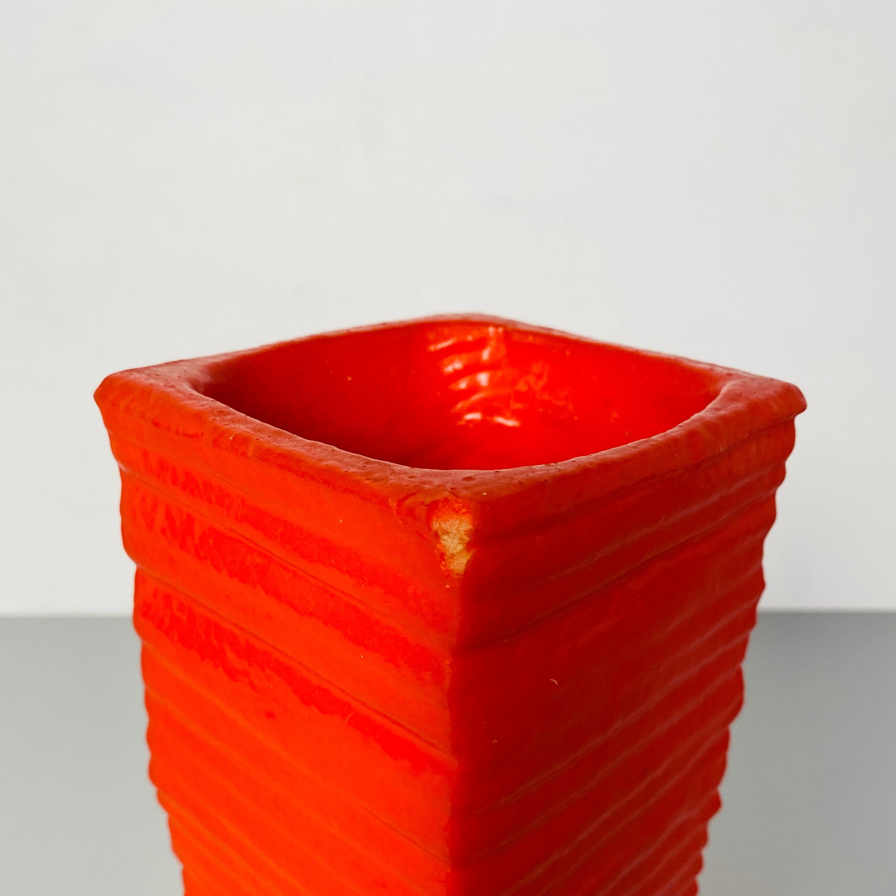 Italian Mid-Century Modern Set of Orange Foam Rubber Vases, 1980s 5
