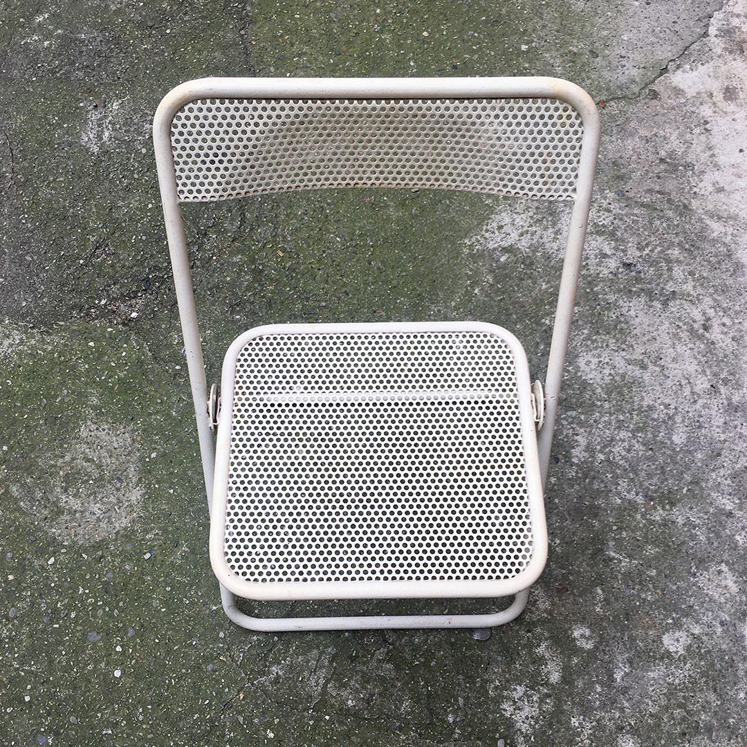 Late 20th Century Italian Mid-Century Modern Set of Outdoor Folding Metal Chairs, 1980s