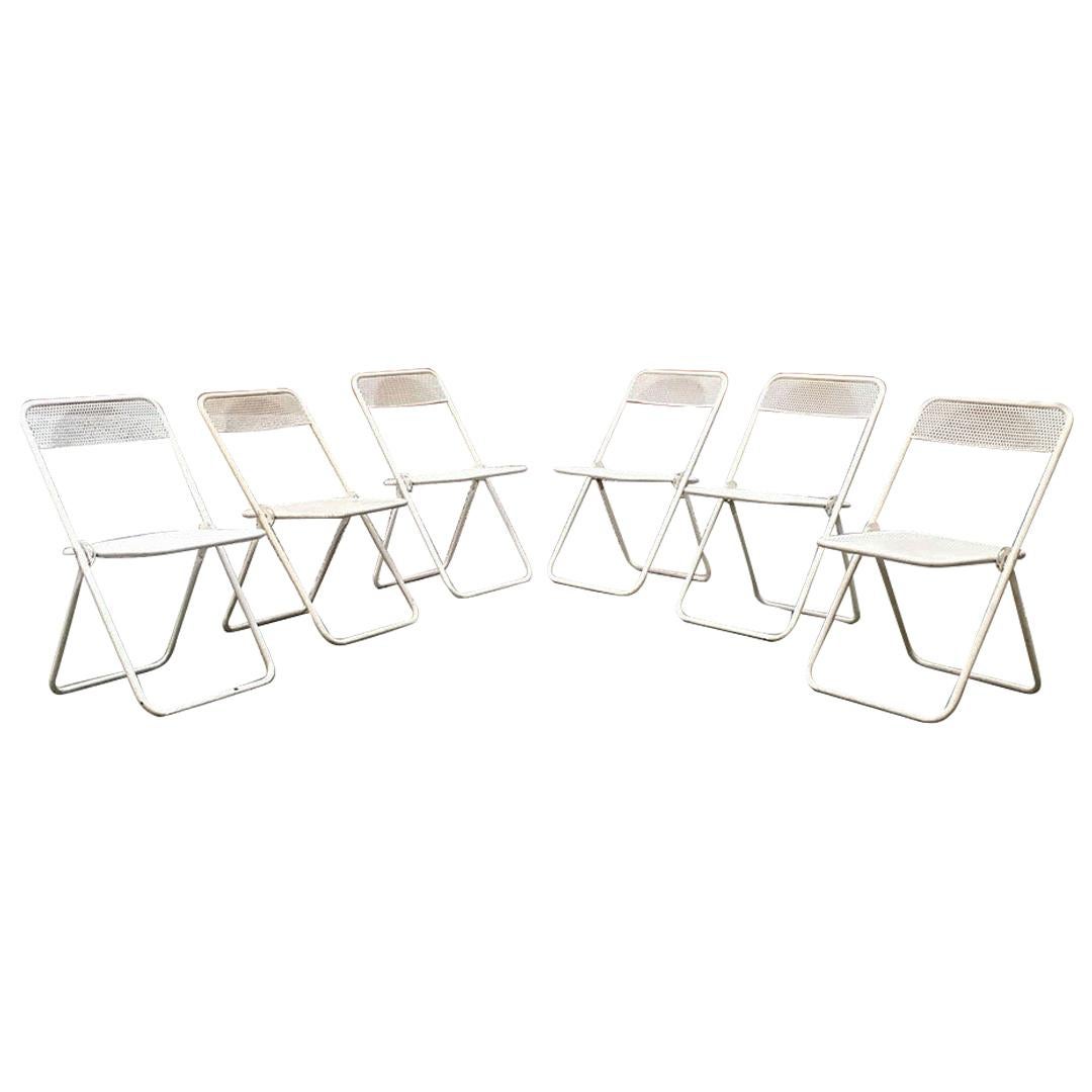Italian Mid-Century Modern Set of Outdoor Folding Metal Chairs, 1980s