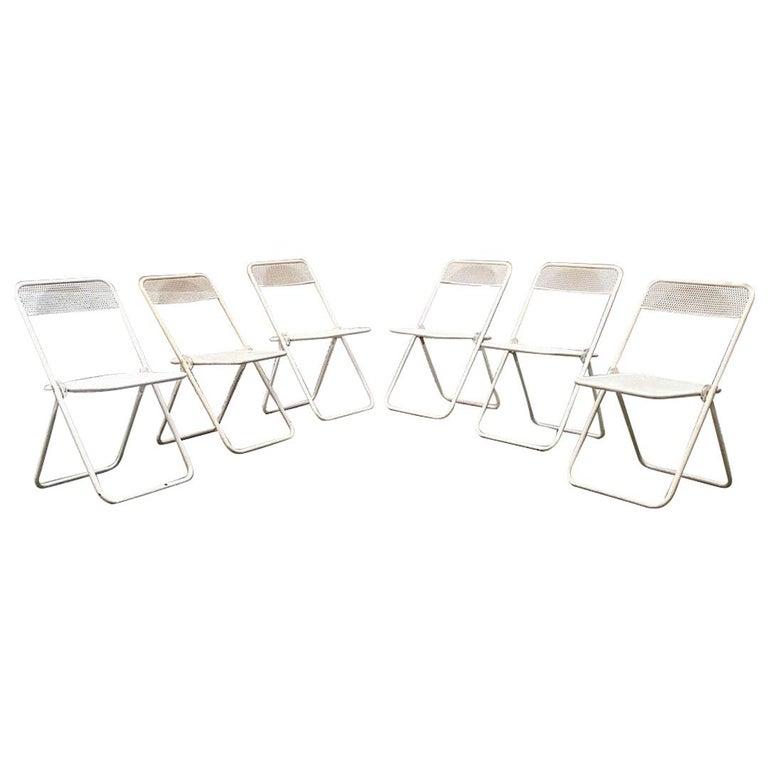 Italian Mid-Century Modern Set of Outdoor Folding Metal Chairs, 1980s For  Sale at 1stDibs
