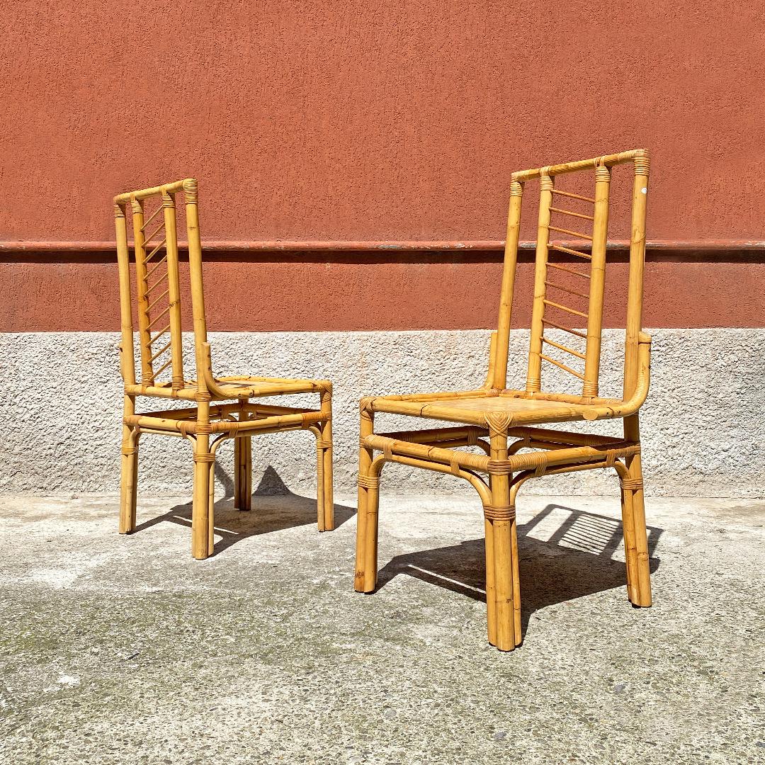 Italian Mid-Century Modern Set of Rattan Chairs with Intertwining, 1960s In Good Condition In MIlano, IT