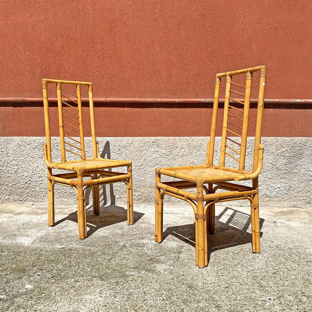 Mid-20th Century Italian Mid-Century Modern Set of Rattan Chairs with Intertwining, 1960s