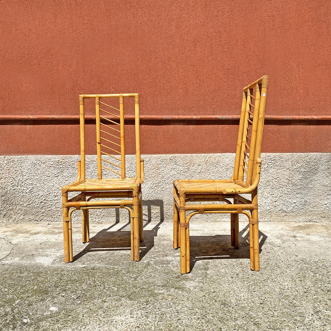 Italian Mid-Century Modern Set of Rattan Chairs with Intertwining, 1960s 1