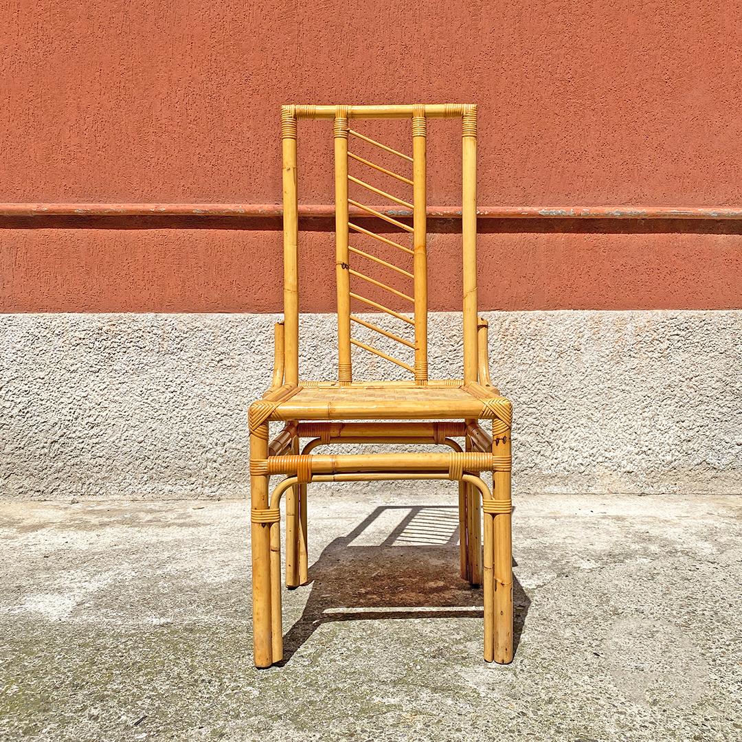 Italian Mid-Century Modern Set of Rattan Chairs with Intertwining, 1960s 2