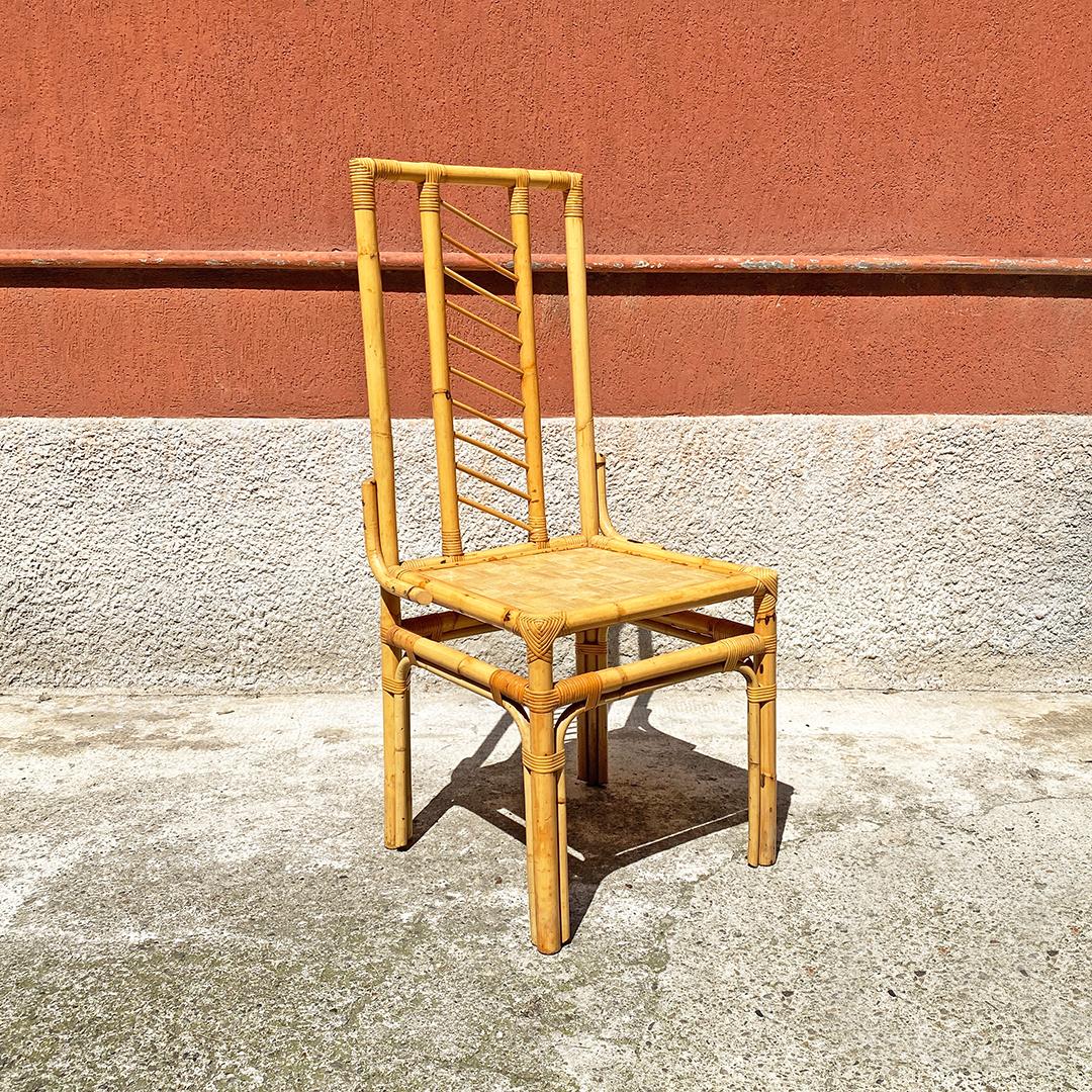 Italian Mid-Century Modern Set of Rattan Chairs with Intertwining, 1960s 3