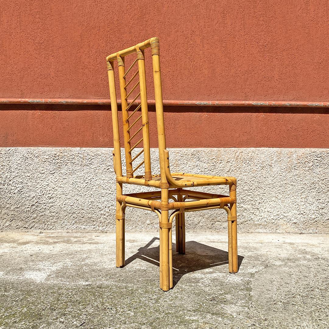 Italian Mid-Century Modern Set of Rattan Chairs with Intertwining, 1960s 5