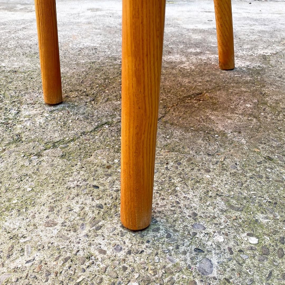 Italian Mid Century Modern Set of Six Solid Oak Wood Chairs, 1980s For Sale 7