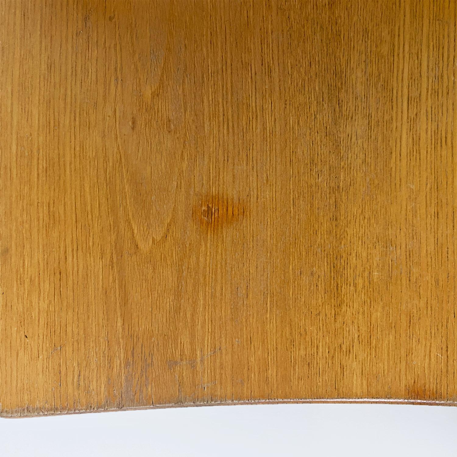 Italian mid century modern set of six solid oak wood chairs, 1980s For Sale 5