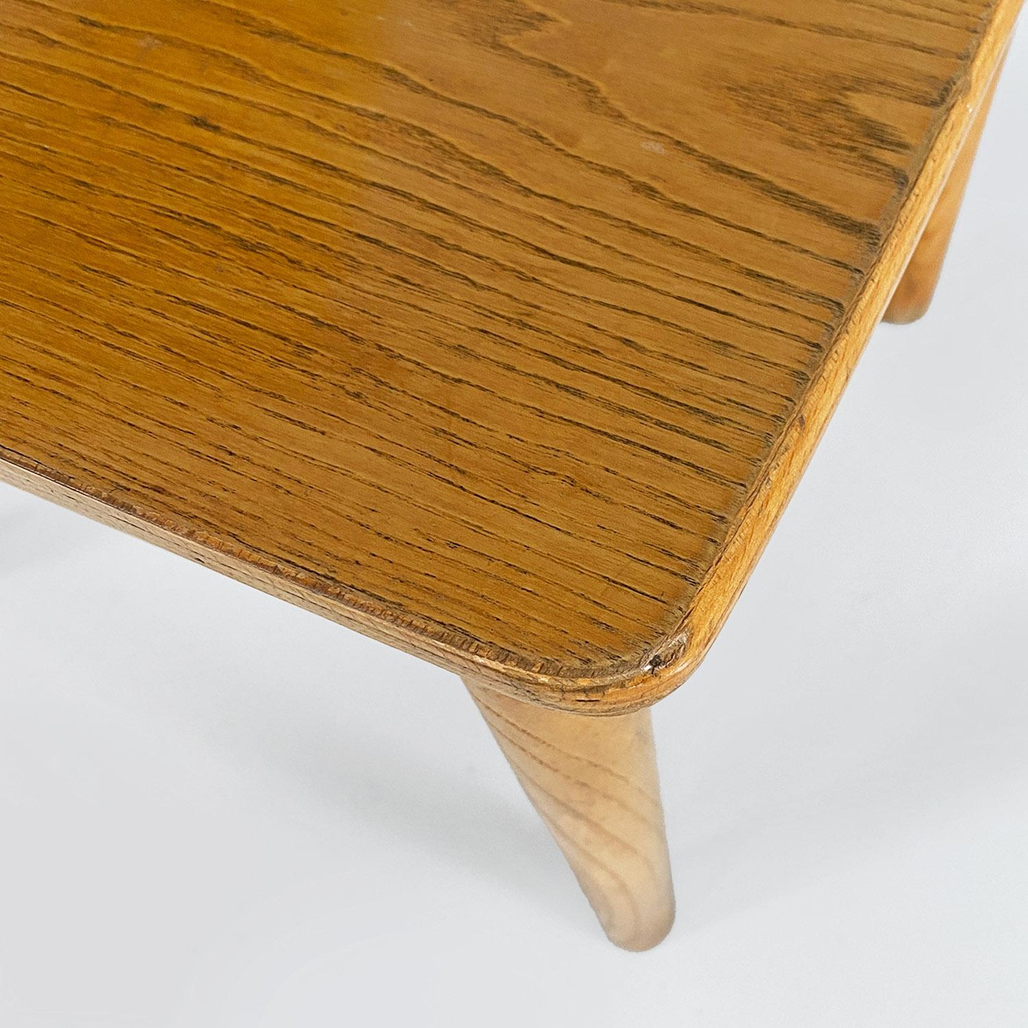 Italian mid century modern set of six solid oak wood chairs, 1980s For Sale 6