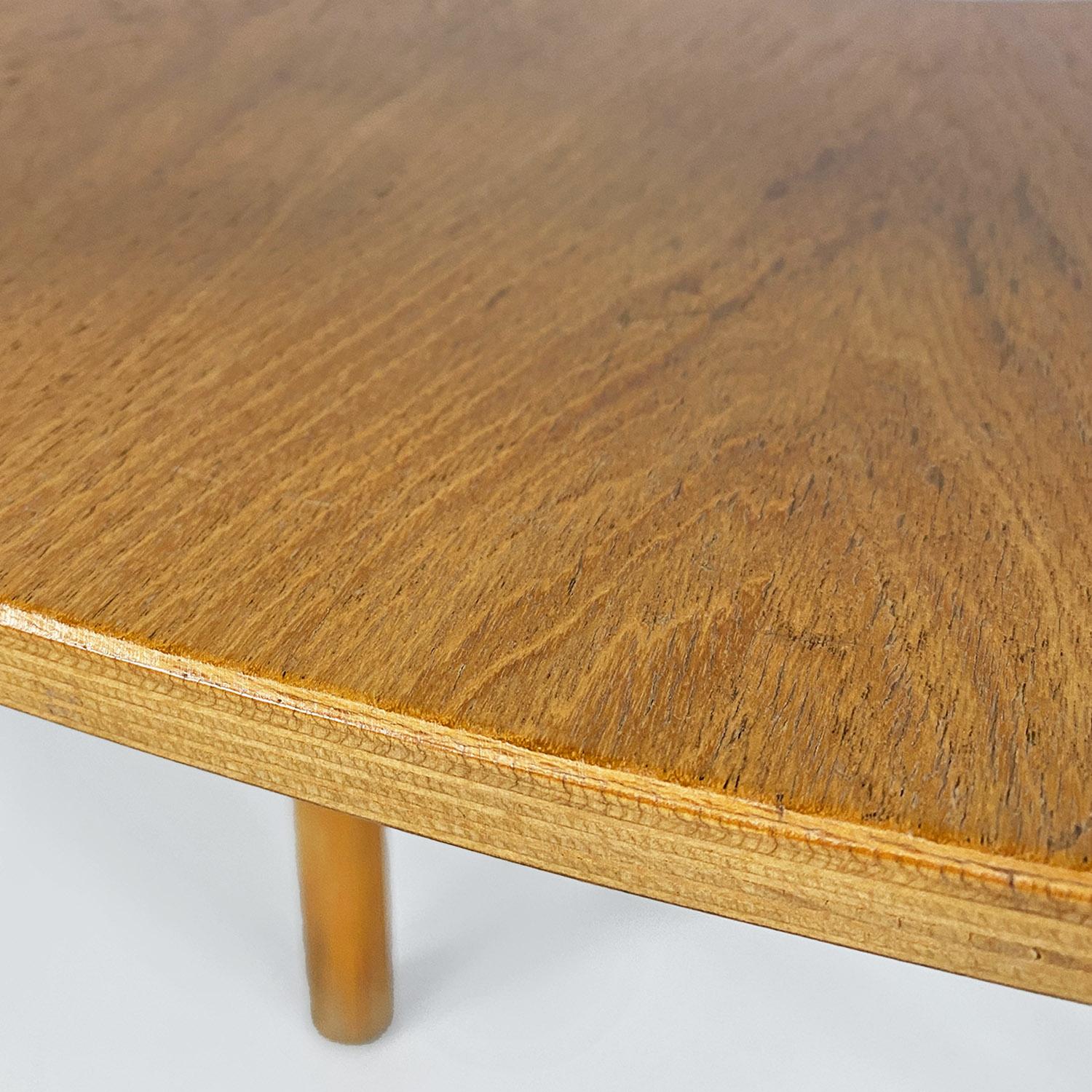 Italian mid century modern set of six solid oak wood chairs, 1980s For Sale 7