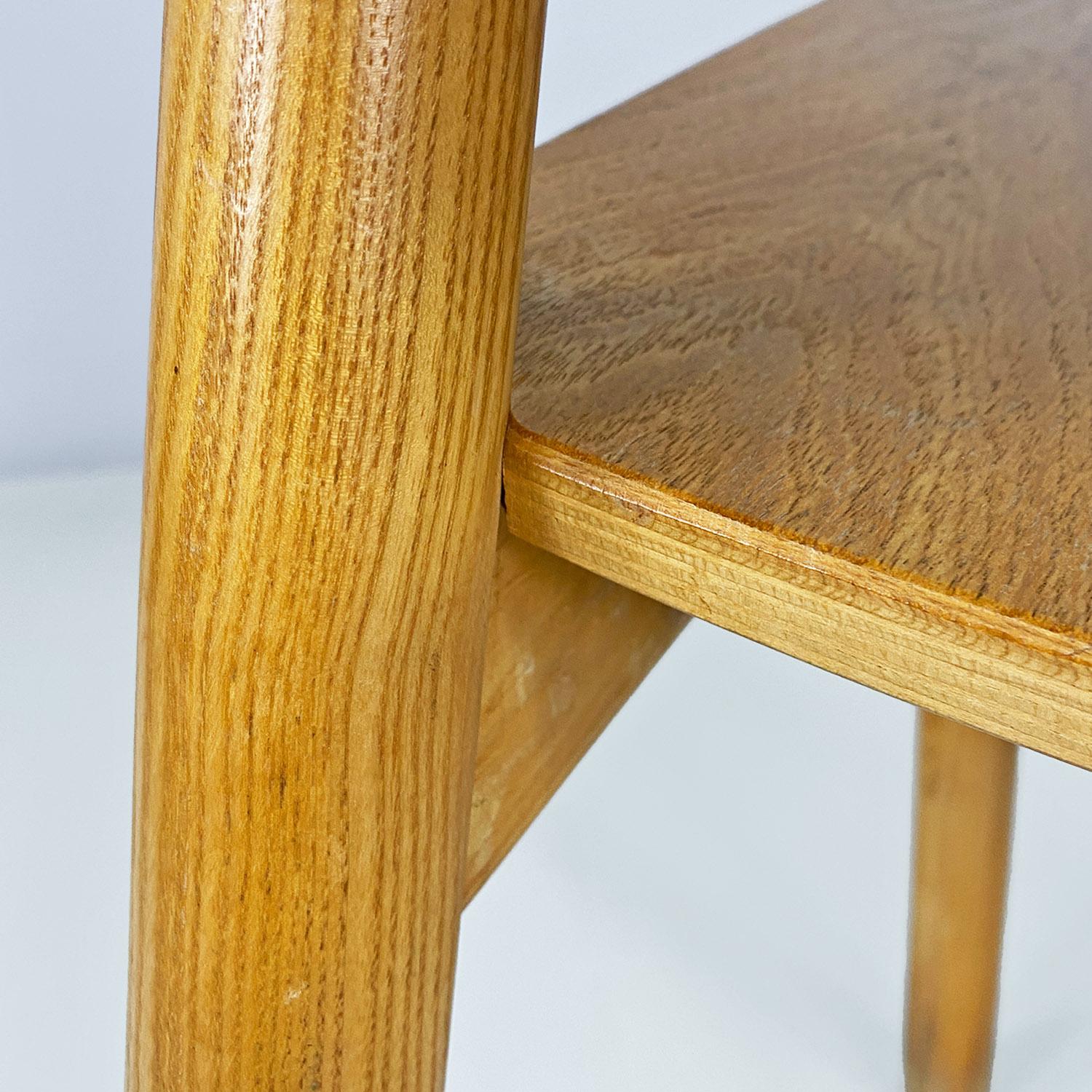 Italian mid century modern set of six solid oak wood chairs, 1980s For Sale 14