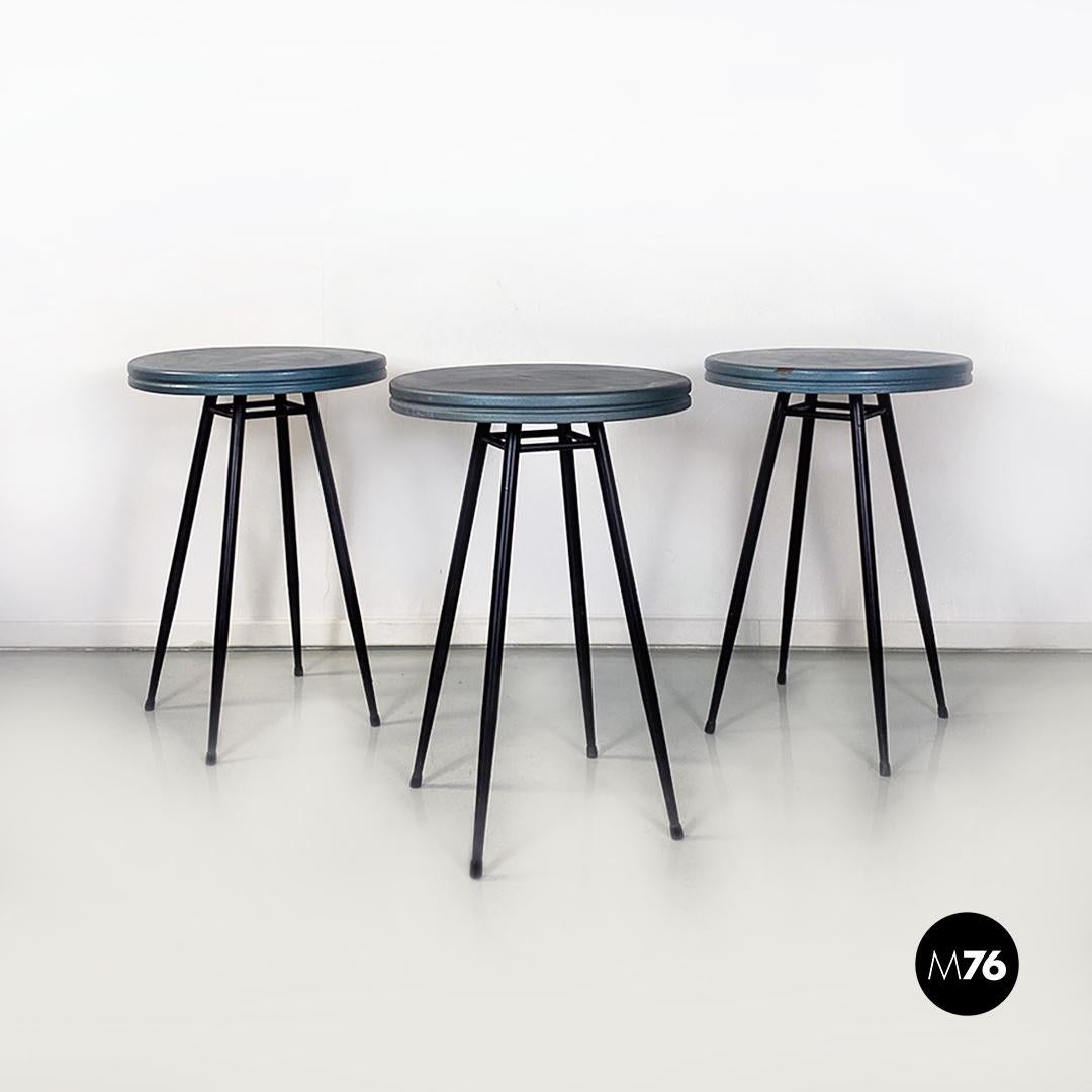 Italian Mid-Century Modern Set of Three Black and Grey-Blue Bar Tables, 1950s In Good Condition For Sale In MIlano, IT