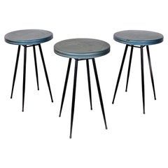 Used Italian Mid-Century Modern Set of Three Black and Grey-Blue Bar Tables, 1950s