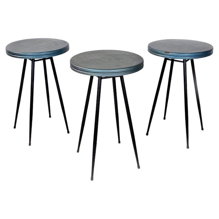 Italian MidCentury Modern Set of Three Black and GreyBlue Bar Tables, 1950s For Sale at 1stDibs