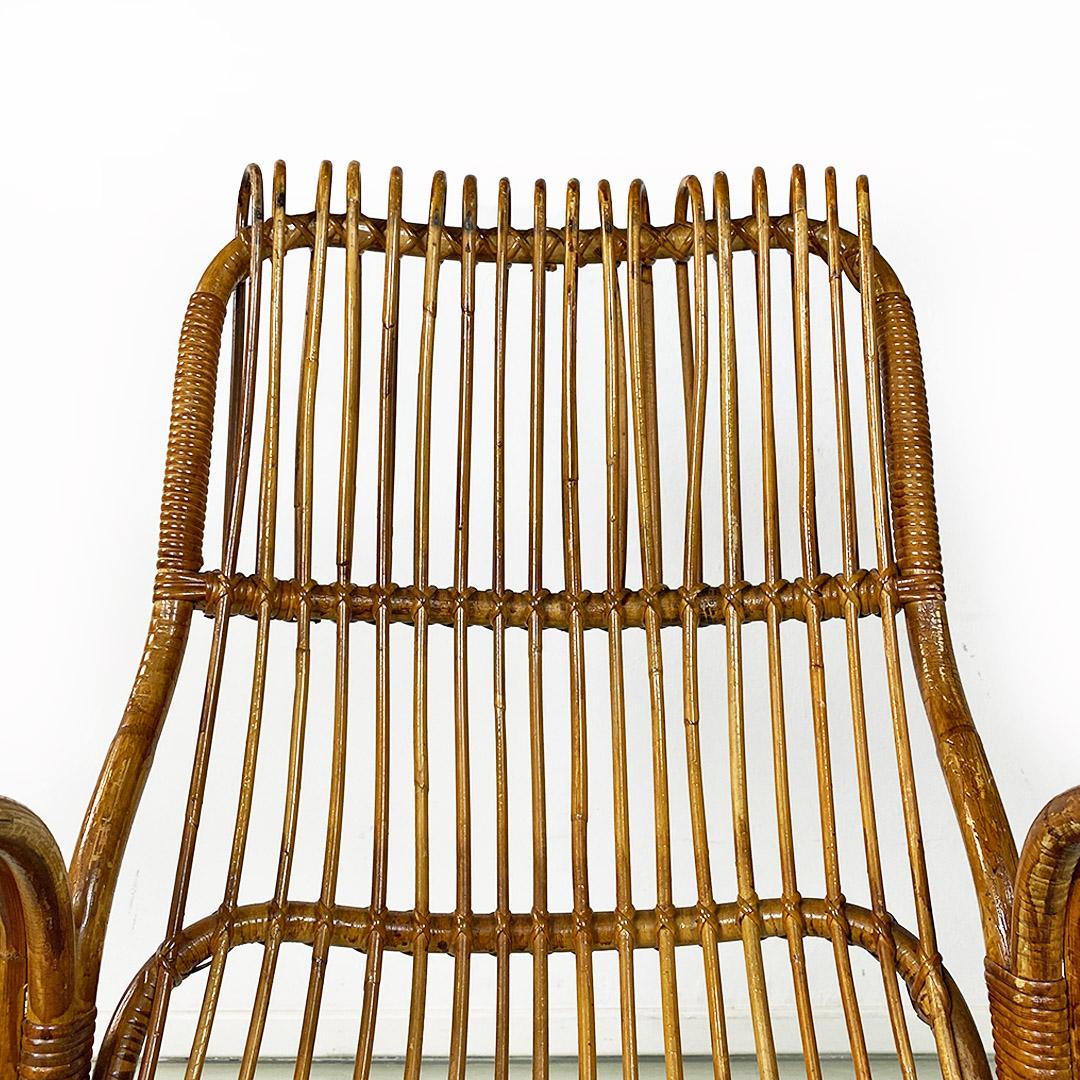 Ensemble de trois fauteuils en rotin italiens modernes du milieu du siècle dernier, 1960 en vente 4