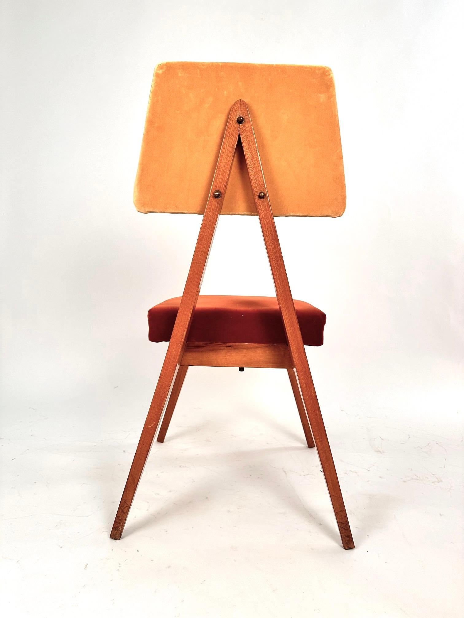 Italian Mid-Century Modern  Set  of  Torino School Set  Six  Dining Chairs .1960 For Sale 5