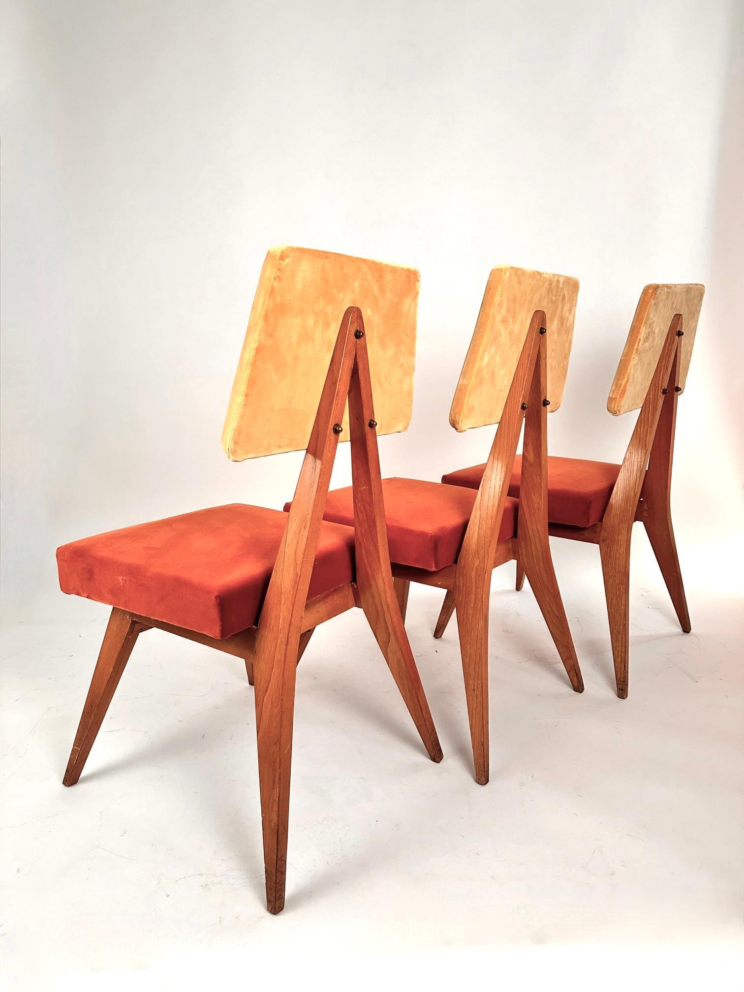 Italian Mid-Century Modern  Set  of  Torino School Set  Six  Dining Chairs .1960 For Sale 7