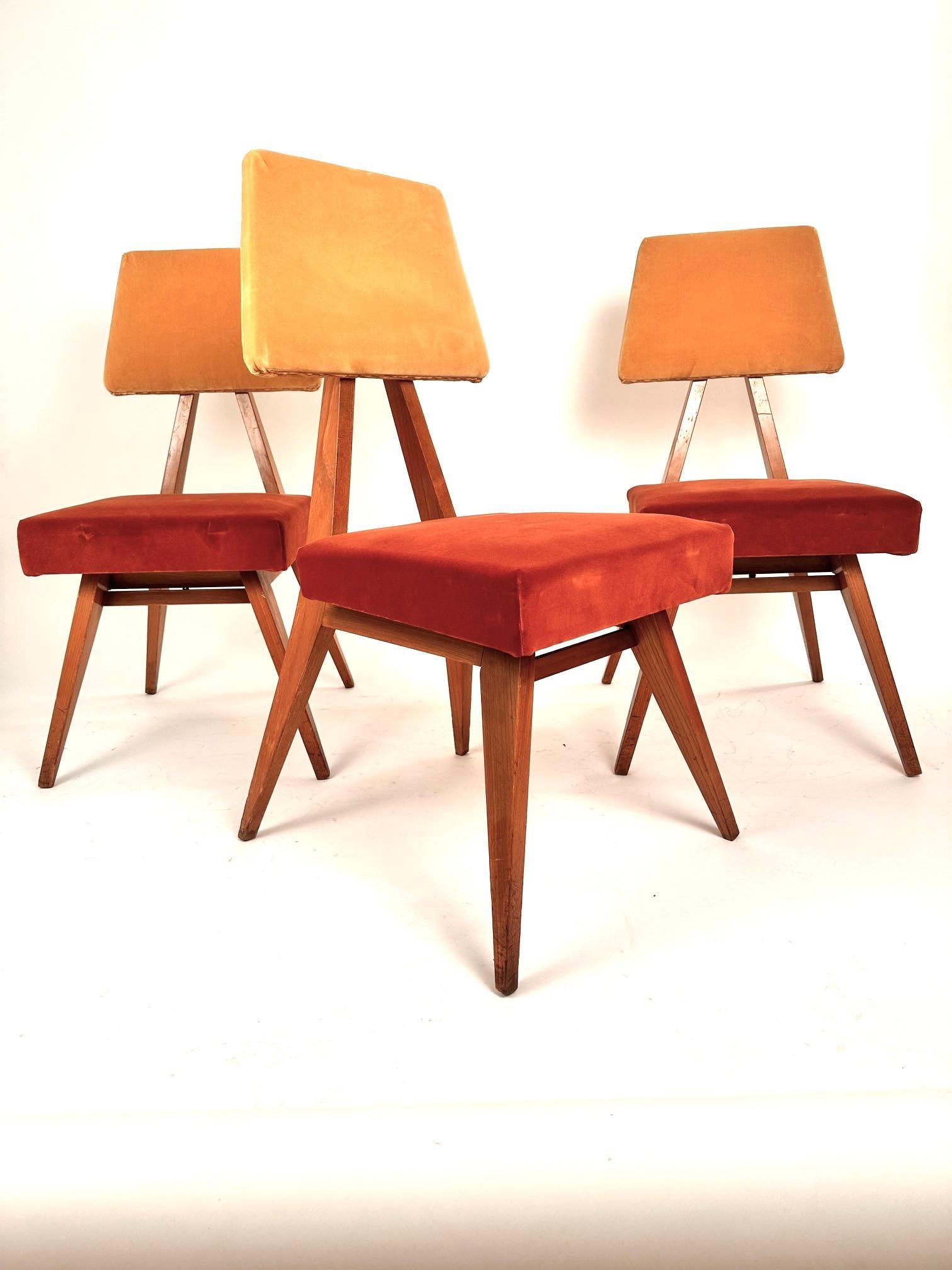 Mid-20th Century Italian Mid-Century Modern  Set  of  Torino School Set  Six  Dining Chairs .1960 For Sale