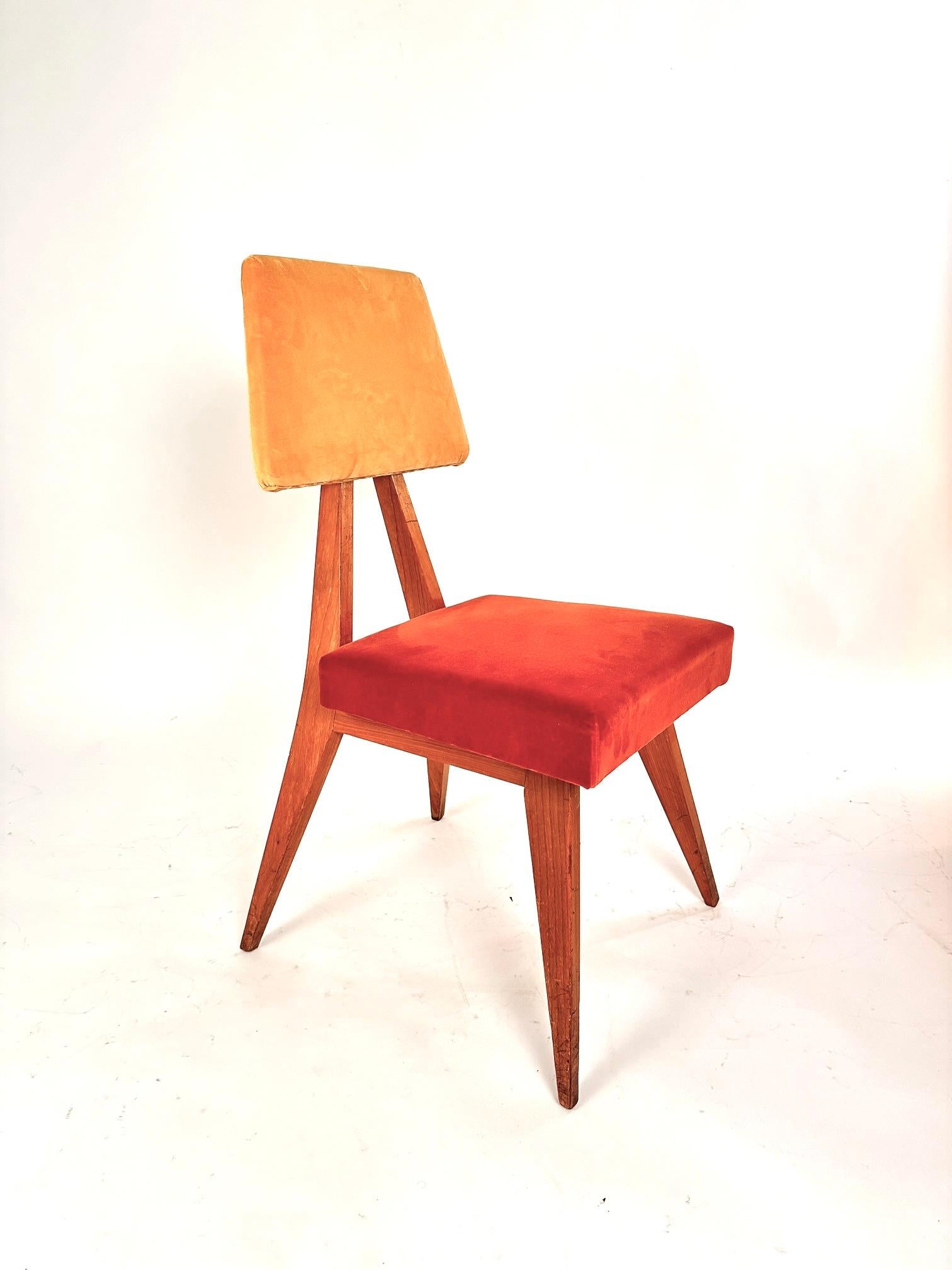 Italian Mid-Century Modern  Set  of  Torino School Set  Six  Dining Chairs .1960 For Sale 2