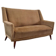 Italian Mid Century Modern Settee Sofa 1950s Gio Ponti Era Original Upholstery