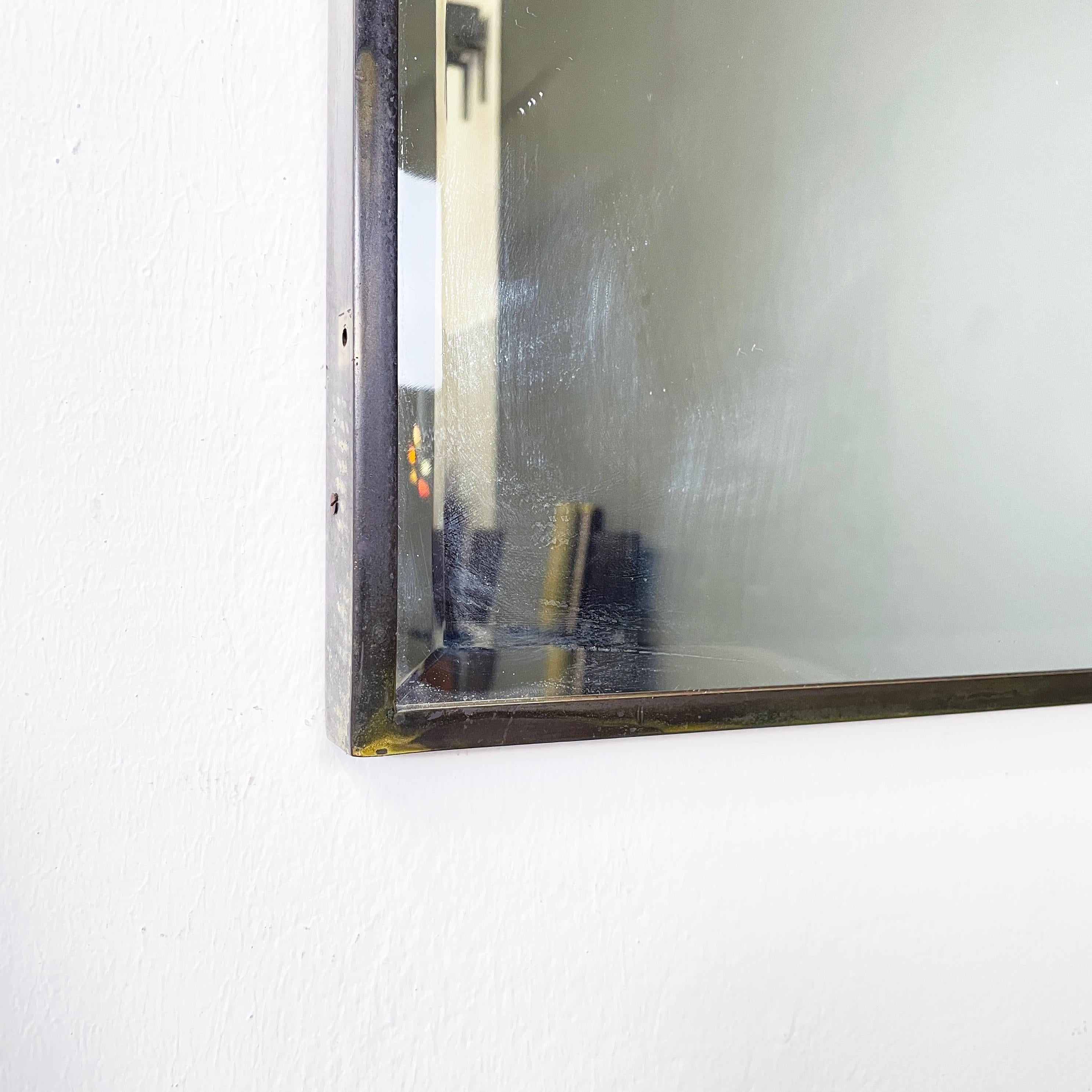 Italian mid century modern Shaped wall mirror in dark metal frame, 1960s 5