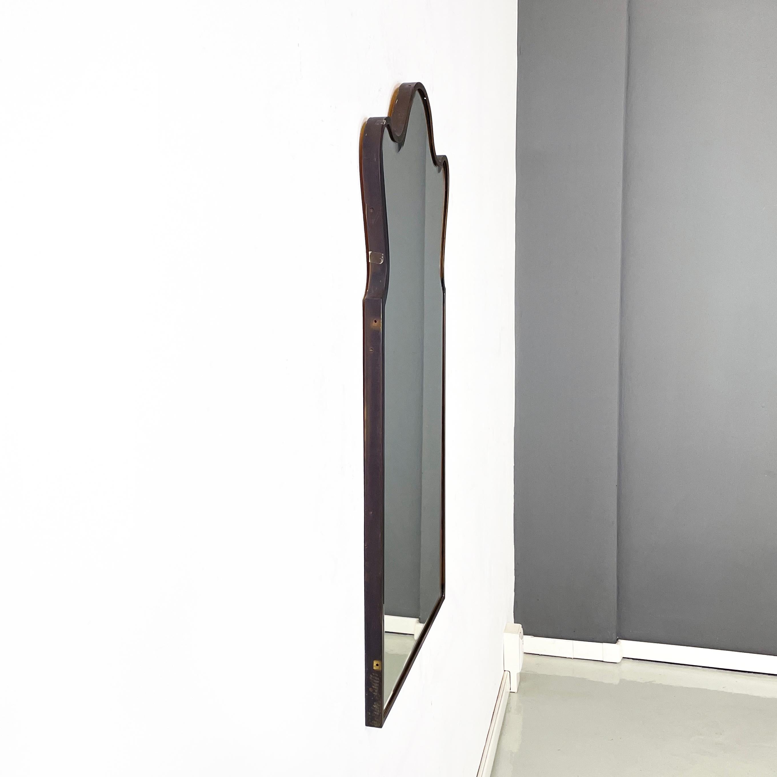 Mid-Century Modern Italian mid century modern Shaped wall mirror in dark metal frame, 1960s