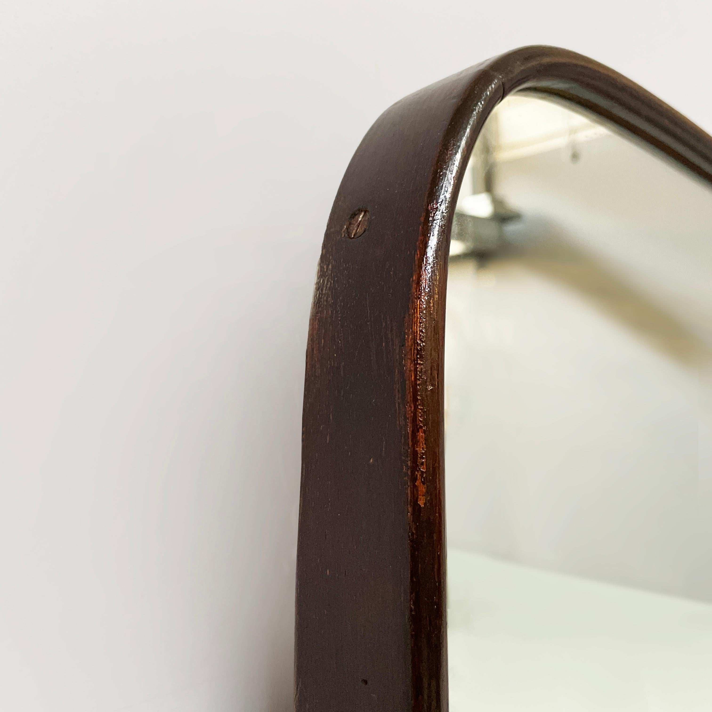 Mid-Century moderno Italian mid-century modern shaped wall mirror in wood, 1940s in vendita