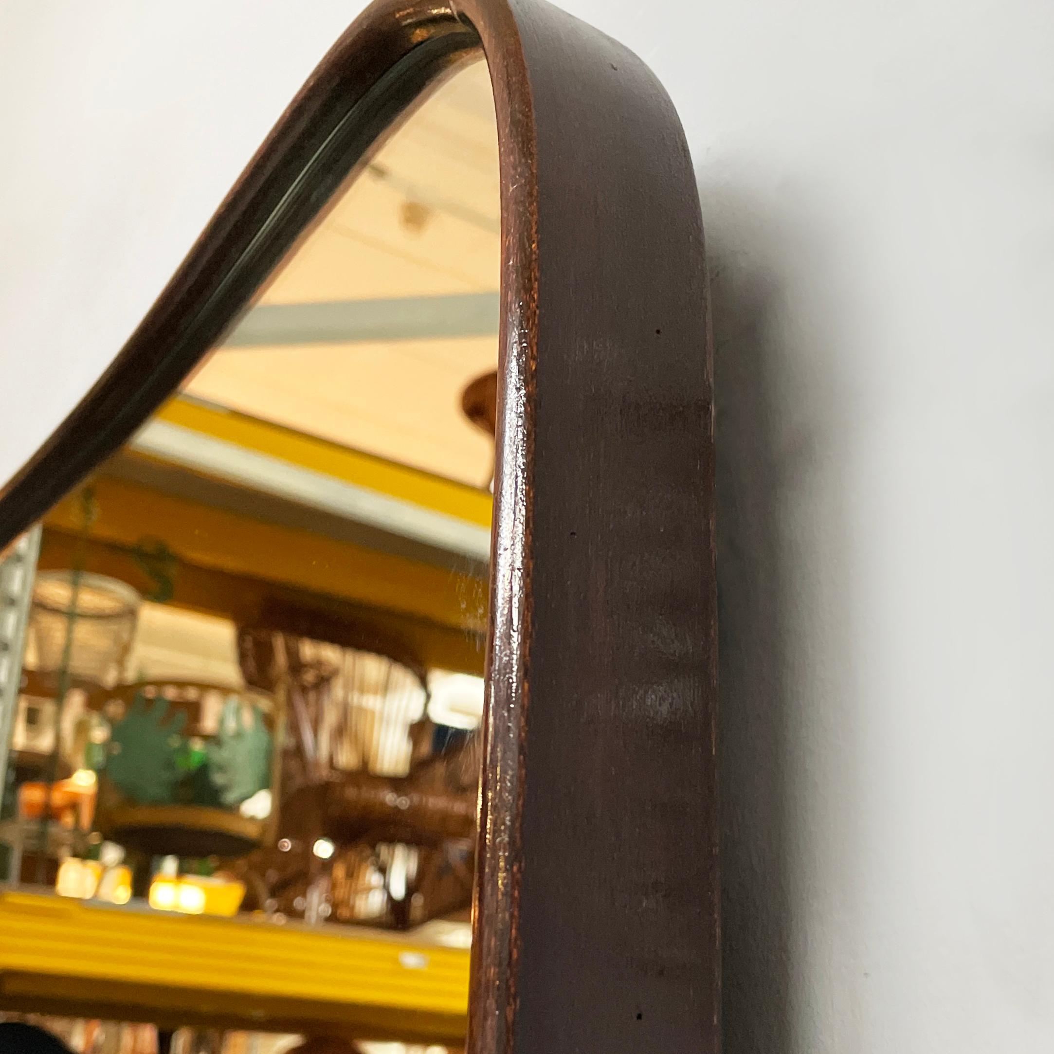 Italian mid-century modern shaped wall mirror in wood, 1940s in vendita 1