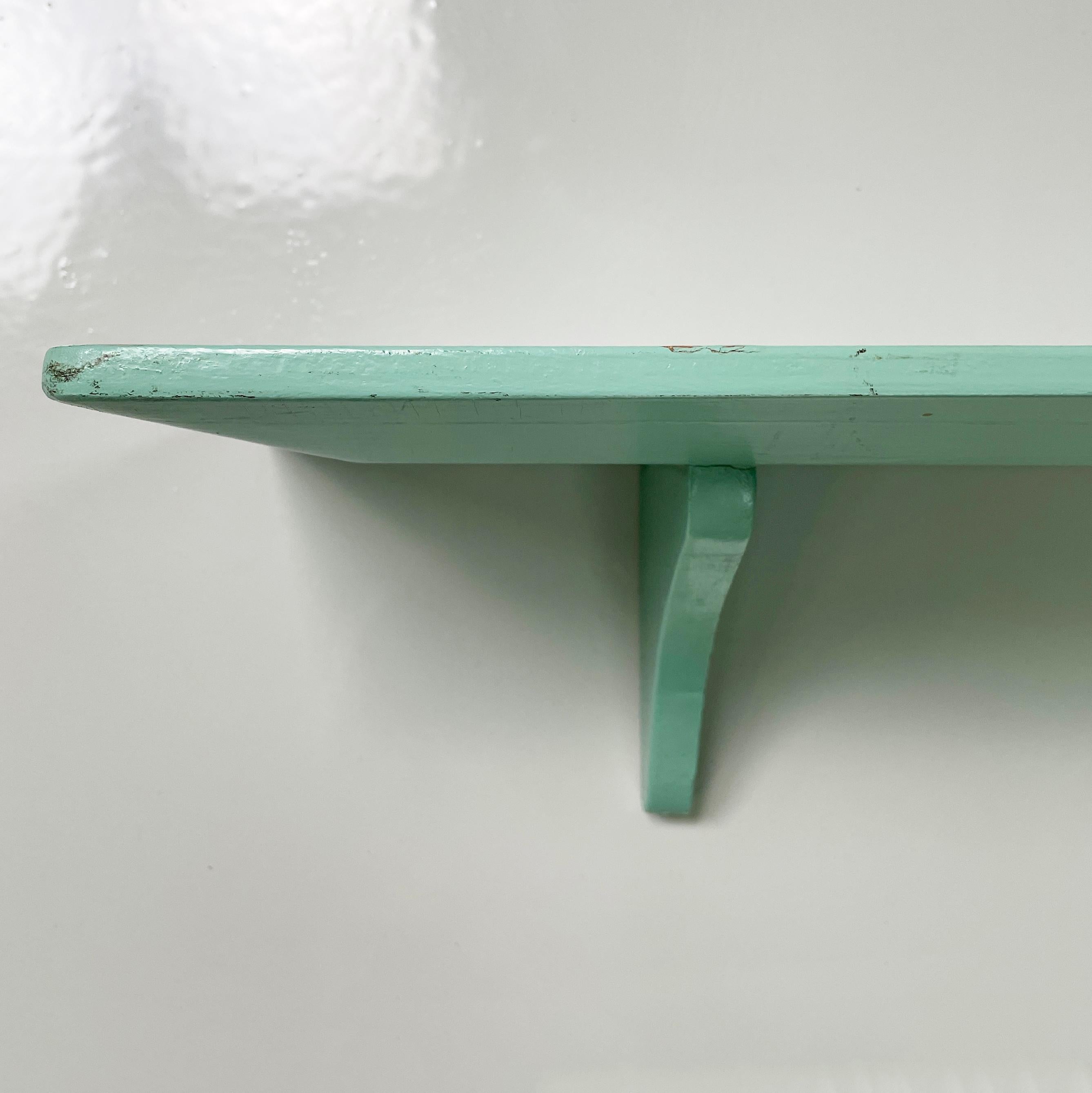 Italian mid-century modern Shelves in aqua green wood, 1970s 12