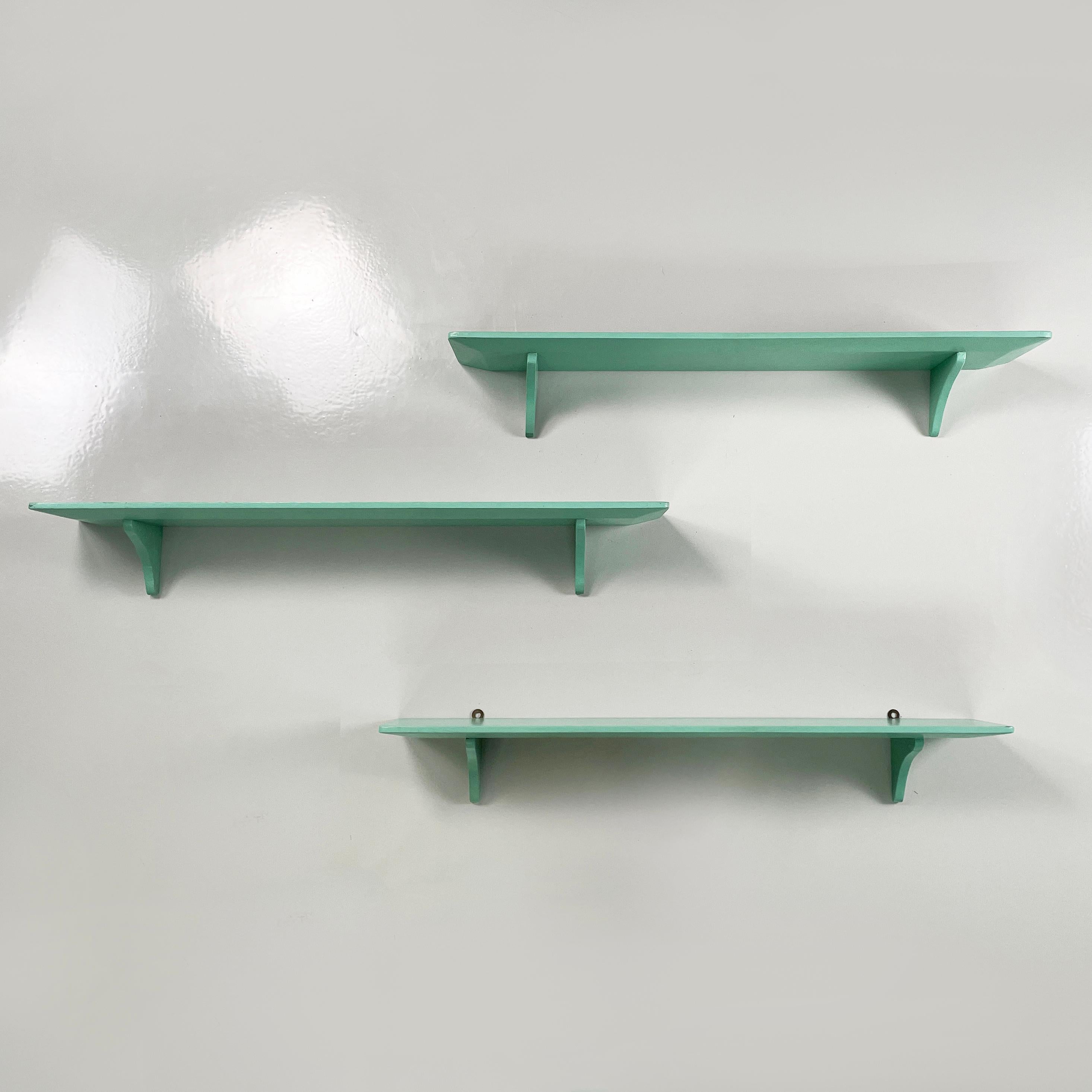 Mid-Century Modern Italian mid-century modern Shelves in aqua green wood, 1970s