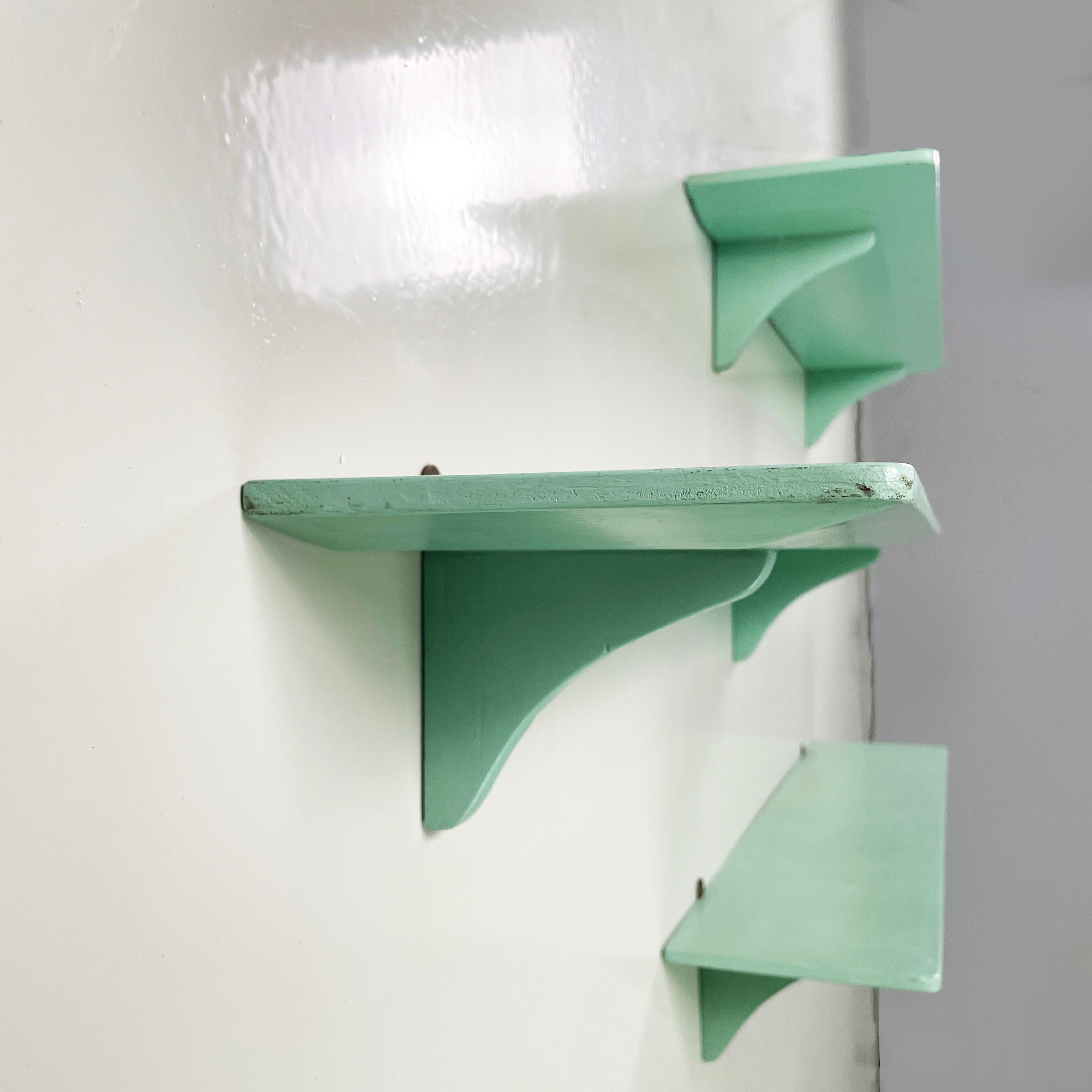 Italian mid-century modern Shelves in aqua green wood, 1970s In Good Condition In MIlano, IT