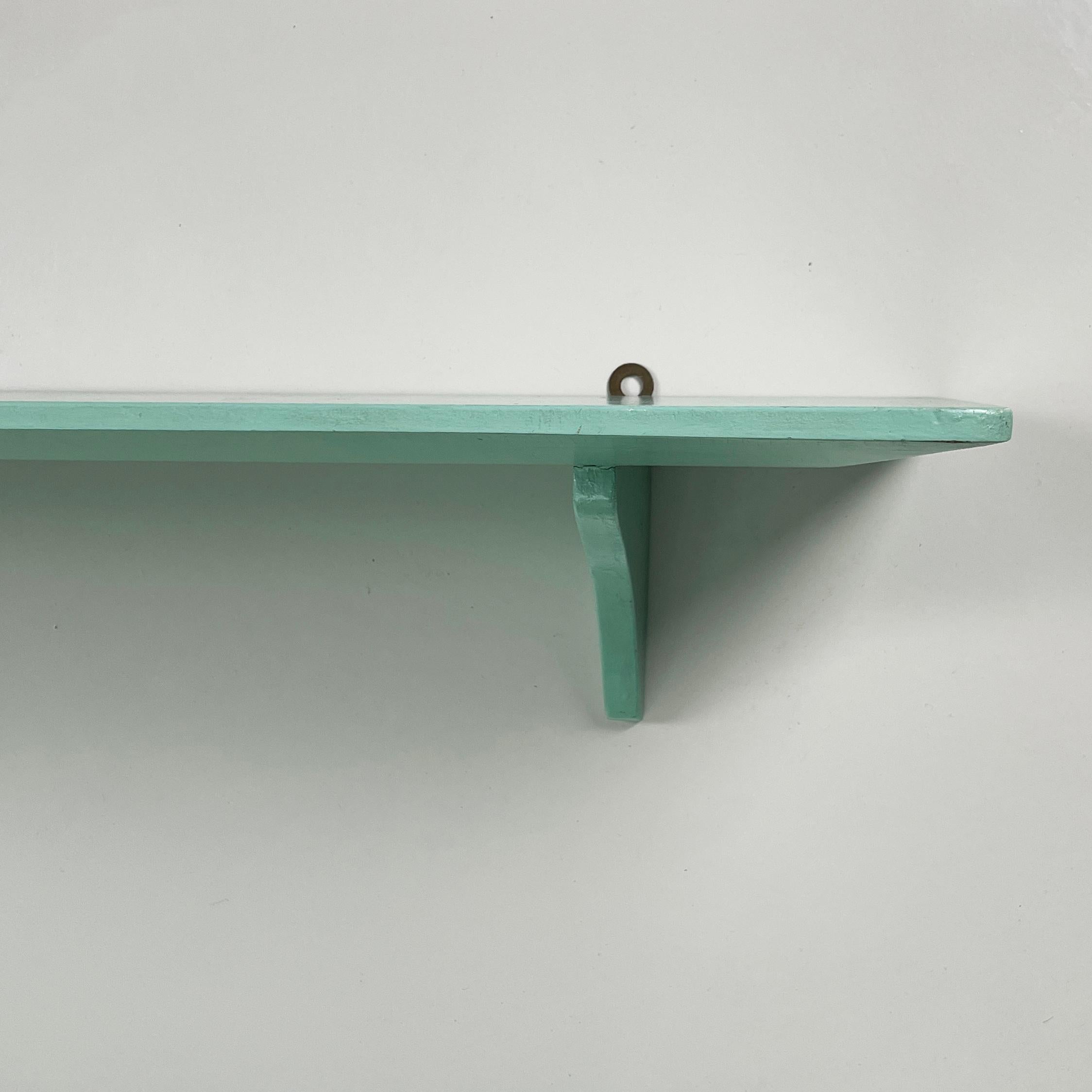 Italian mid-century modern Shelves in aqua green wood, 1970s 1