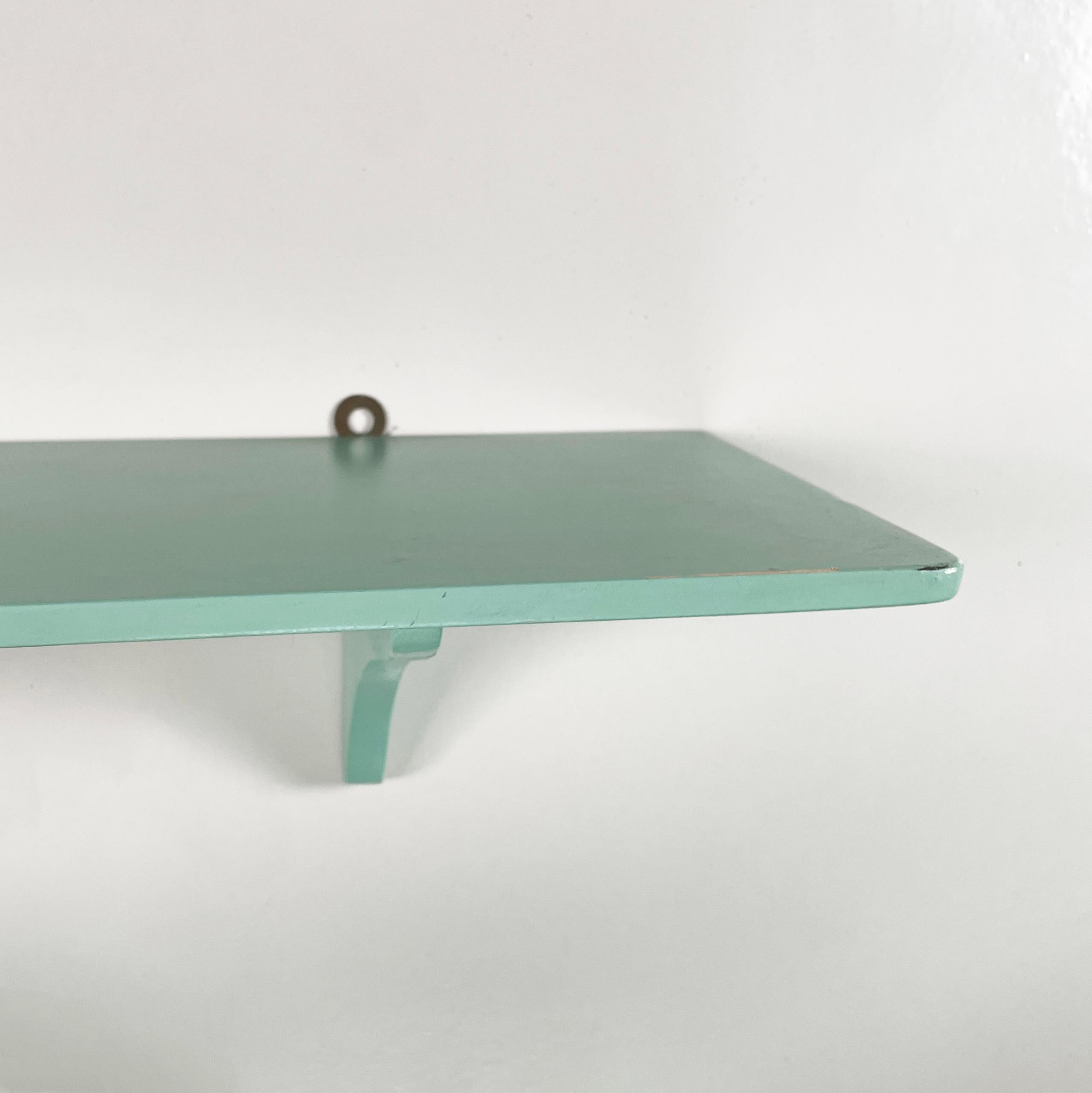 Italian mid-century modern Shelves in aqua green wood, 1970s 2