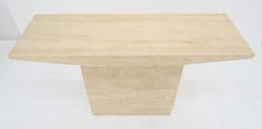 Italian Mid Century Modern Single Pedestal Travertine Console Sofa Table MINT