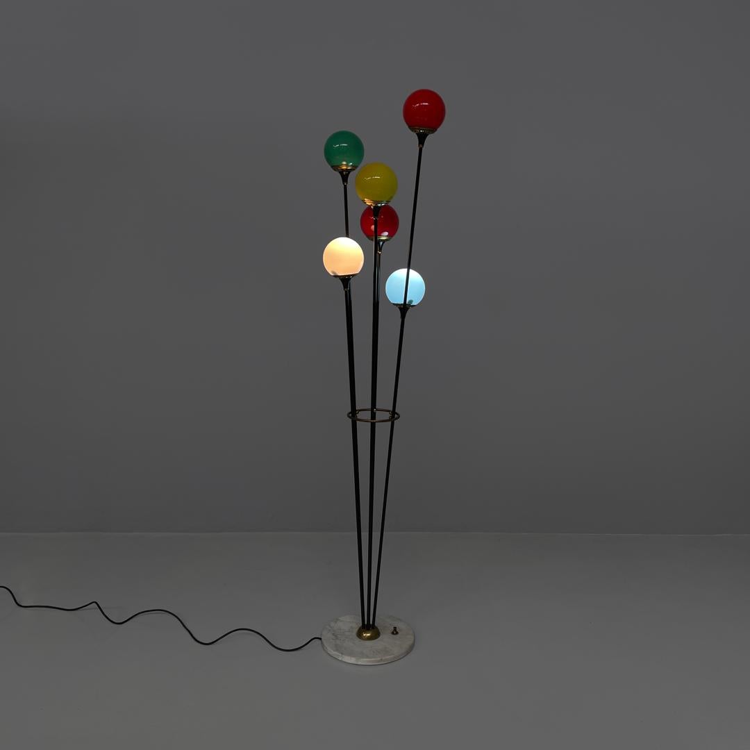 Italian mid-century modern six diffusers floor lamp Alberello by Stilnovo 1950s  In Good Condition For Sale In MIlano, IT