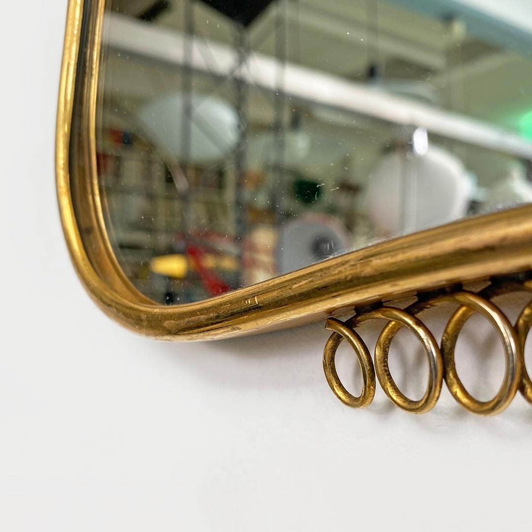 Italian Mid-Century Modern Small Brass Mirror with Friezes, 1950s 7