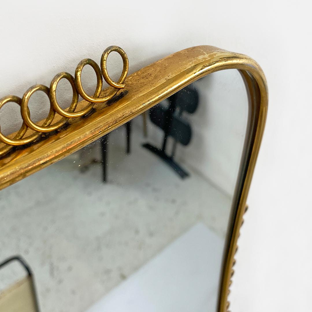 Italian Mid-Century Modern Small Brass Mirror with Friezes, 1950s 2