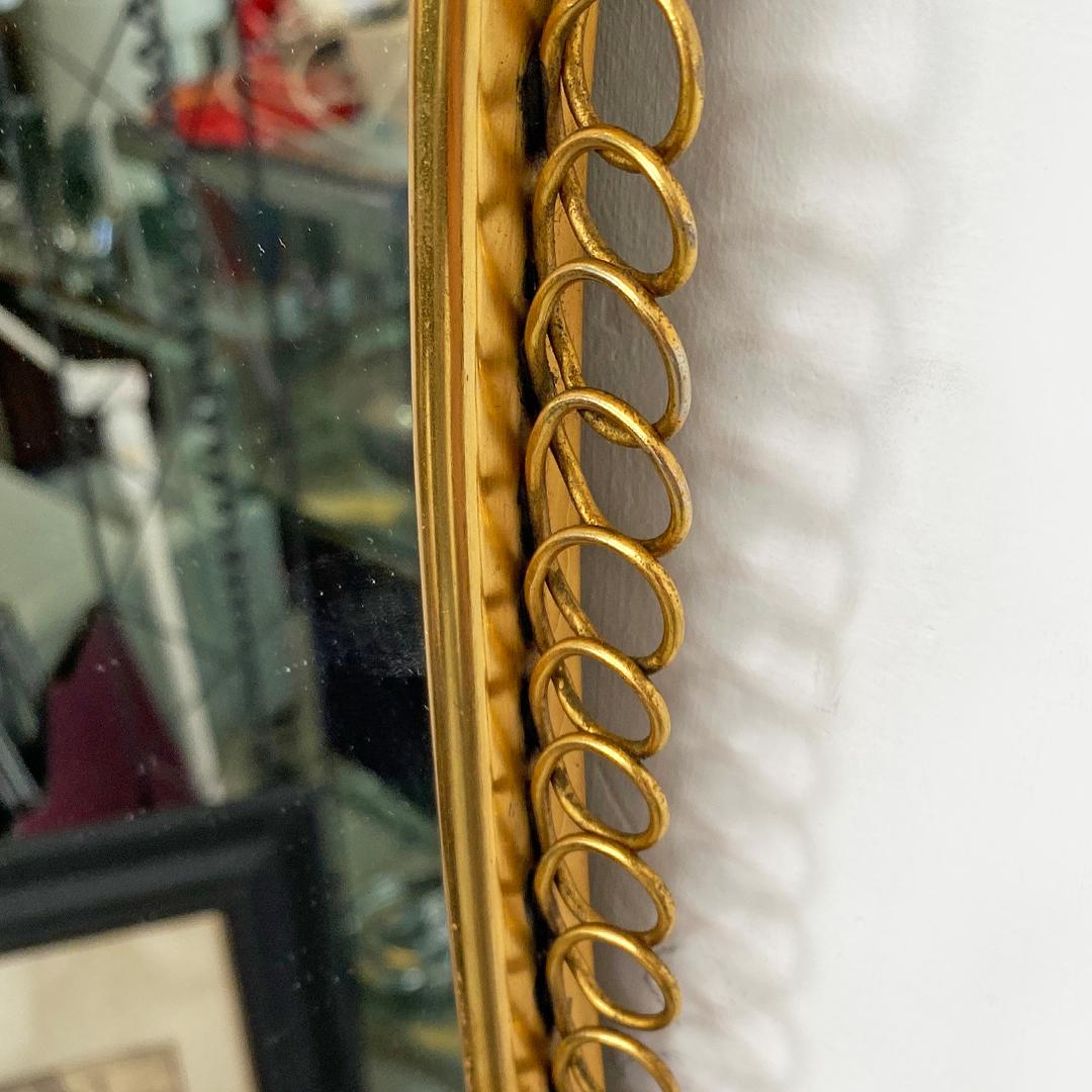 Italian Mid-Century Modern Small Brass Mirror with Friezes, 1950s 5