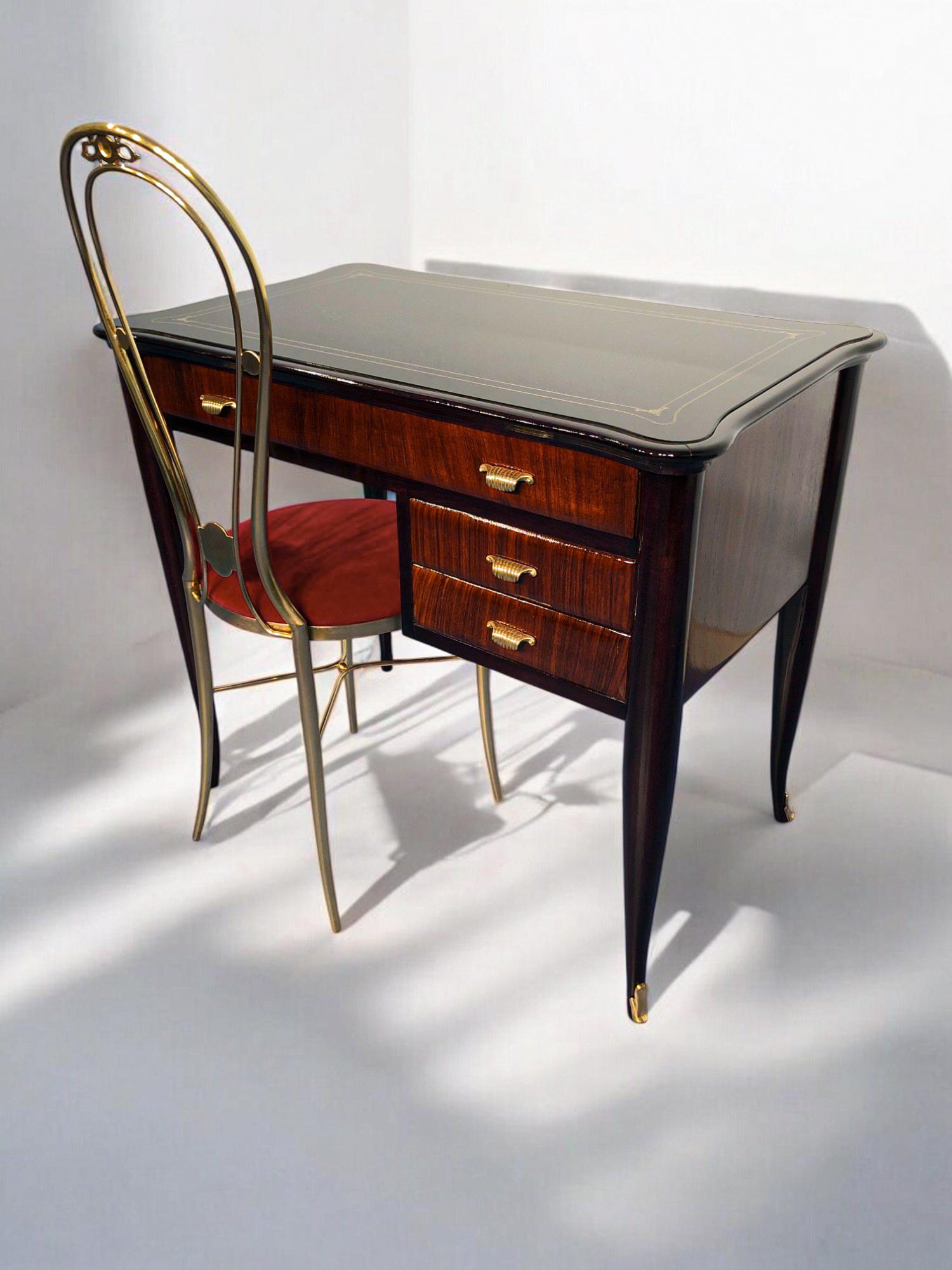 Italian Mid-Century Modern Small Desk and Chair Attributed to Paolo Buffa, 1950s For Sale 12