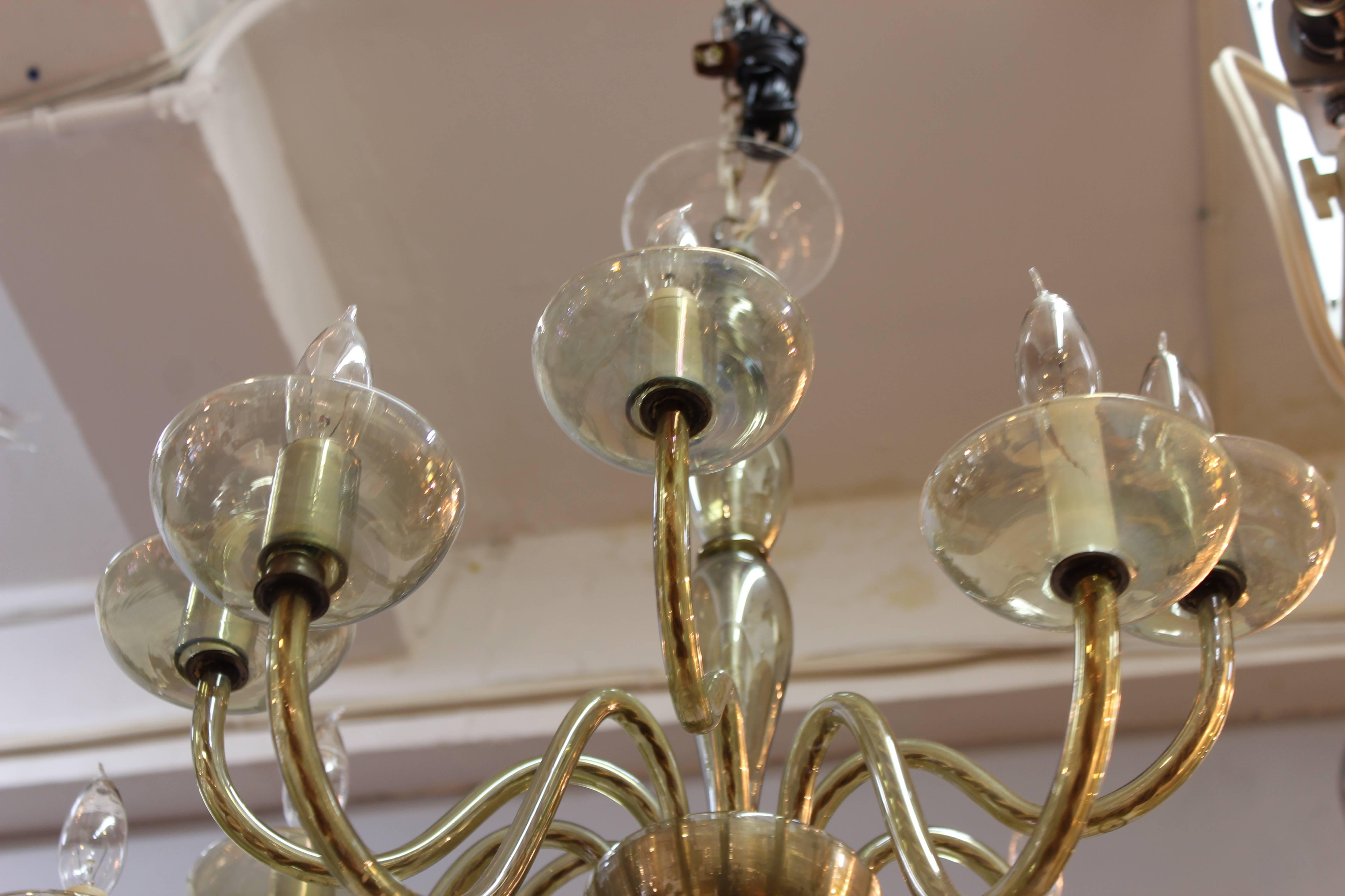 20th Century Italian Mid-Century Modern Smoked Glass Chandelier