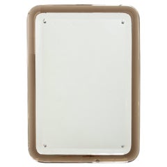 Italian Mid-Century Modern Smoked Grey Glass Floating Mirror