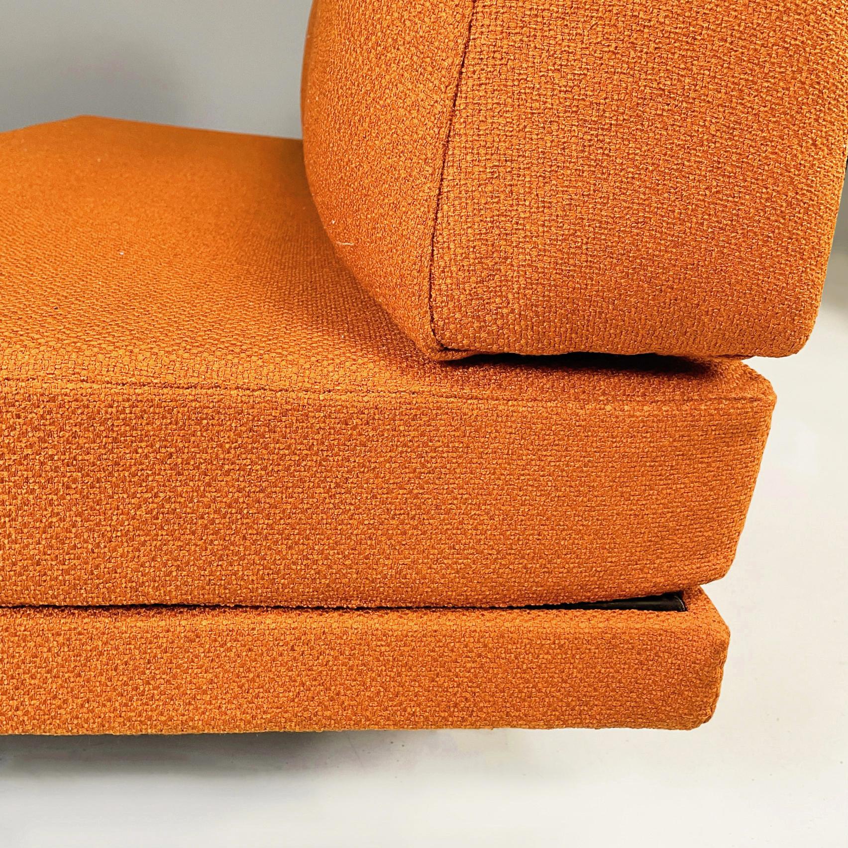 Italian Mid-Century Modern Sofa and Bed in orange Fabric and Black Metal, 1960s 11