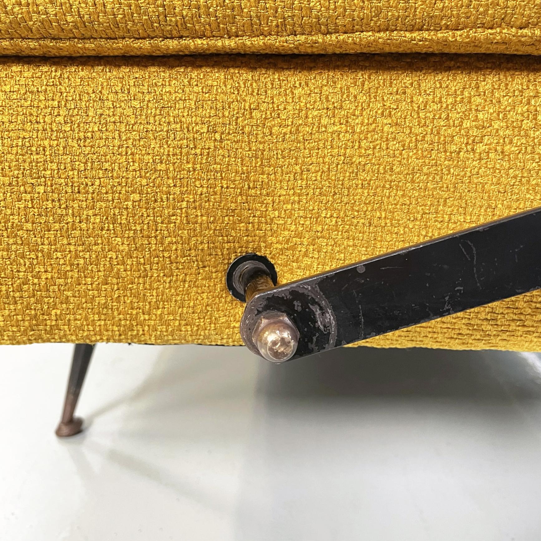 Italian Mid-Century Modern Sofa and Bed in Yellow Fabric and Black Metal, 1960s 11