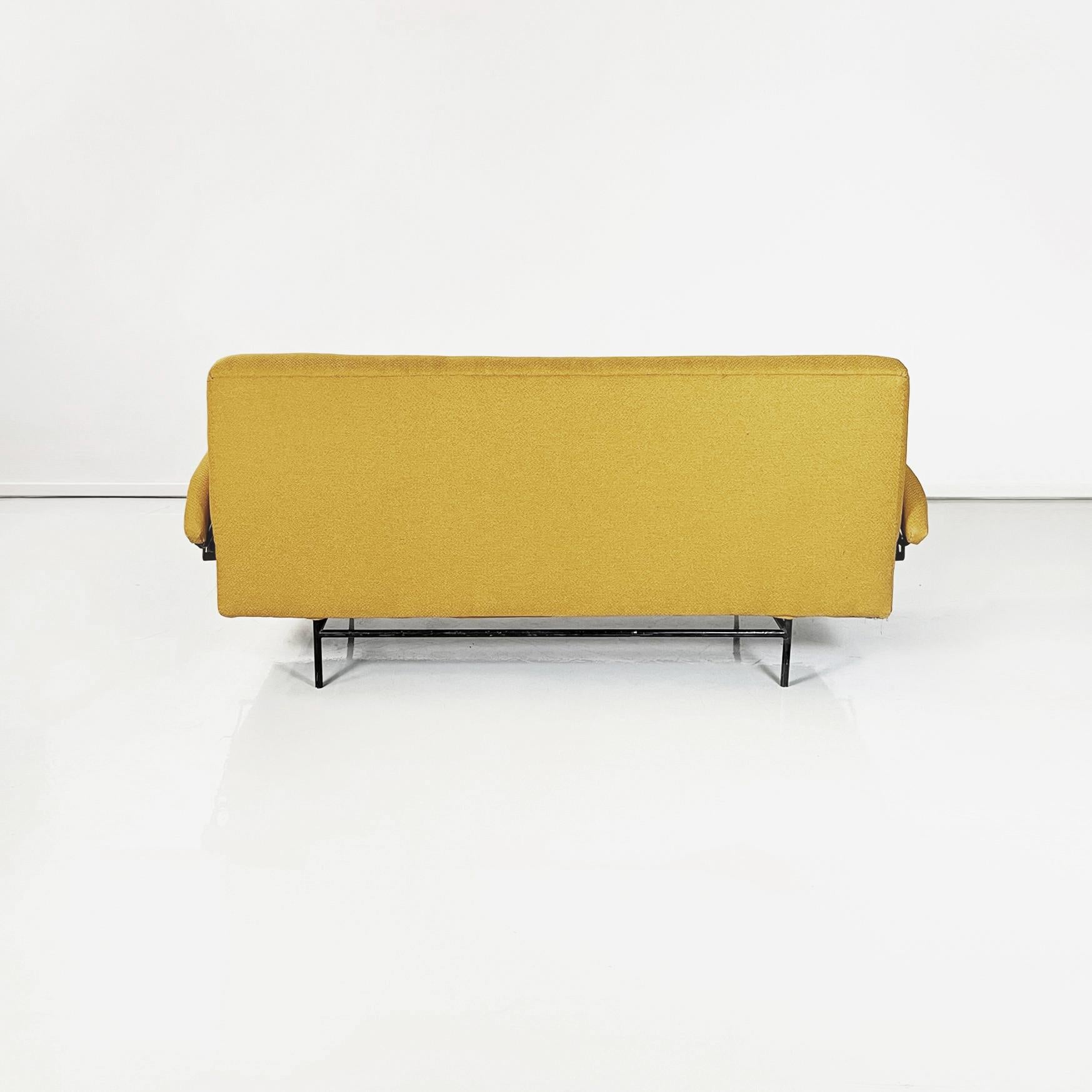Italian Mid-Century Modern Sofa and Bed in Yellow Fabric and Black Metal, 1960s 3