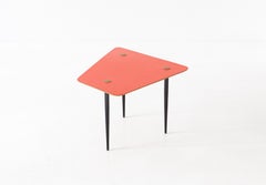 Italian Mid-Century Modern Soft Red and Brass Coffee Table, 1950s