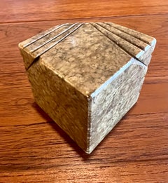 Italian Mid-Century Modern Solid Alabaster Owl Sculpture Paperweight