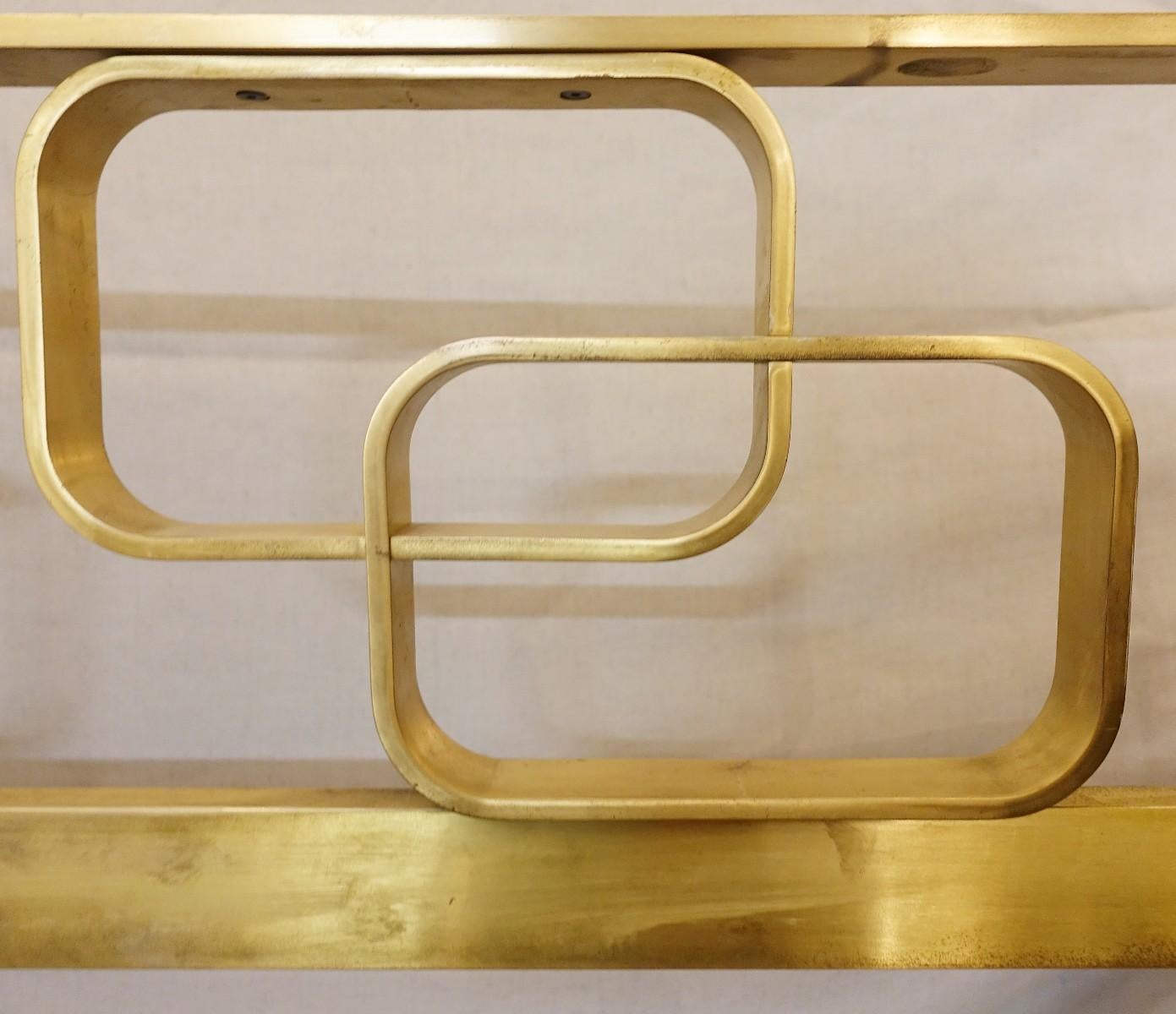 Italian Mid-Century Modern solid brass bed with geometrical motives from 1960s.
  