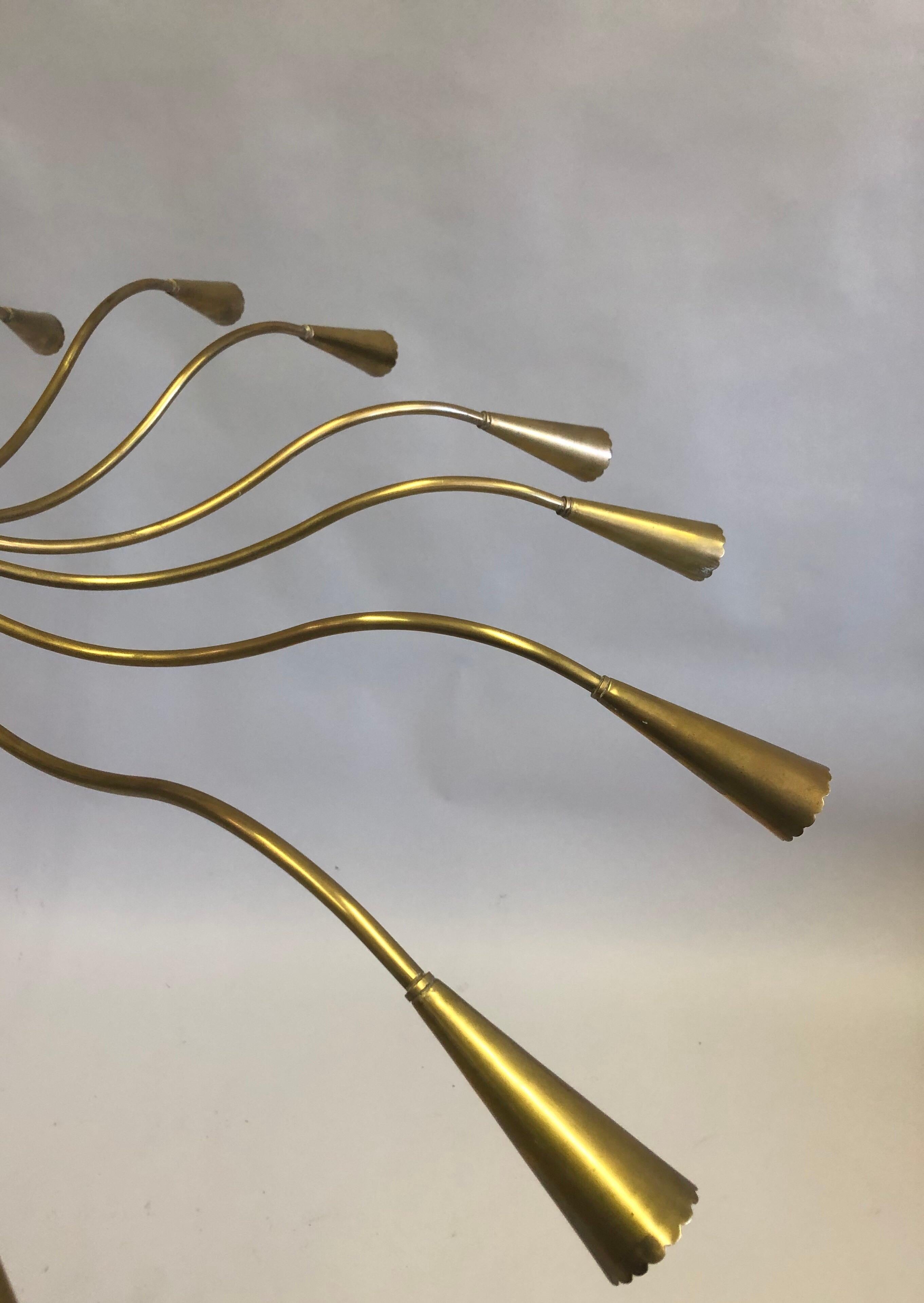 20th Century Italian Mid-Century Modern Solid Brass Pendant / Chandelier by Stilnovo