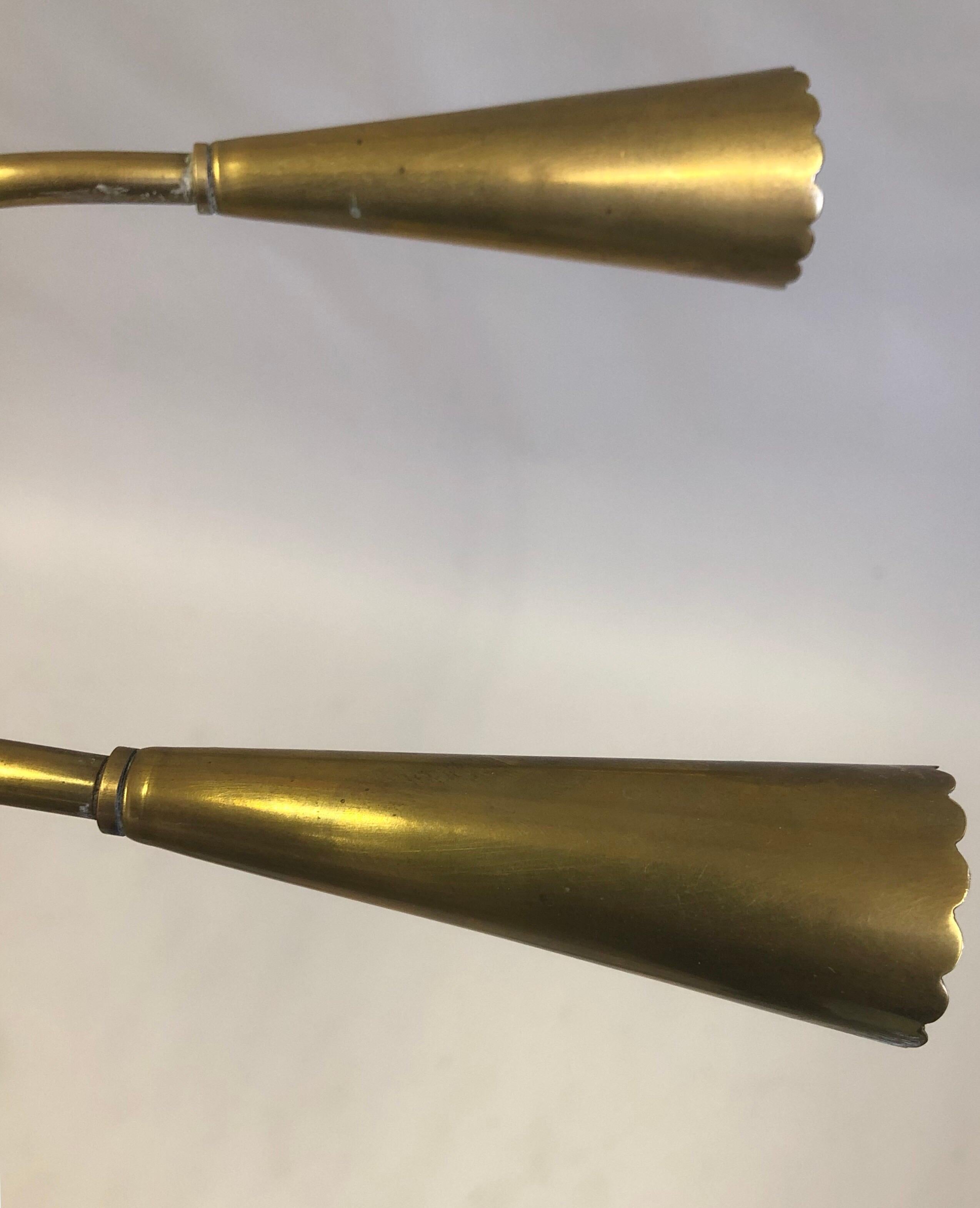 Italian Mid-Century Modern Solid Brass Pendant / Chandelier by Stilnovo 1